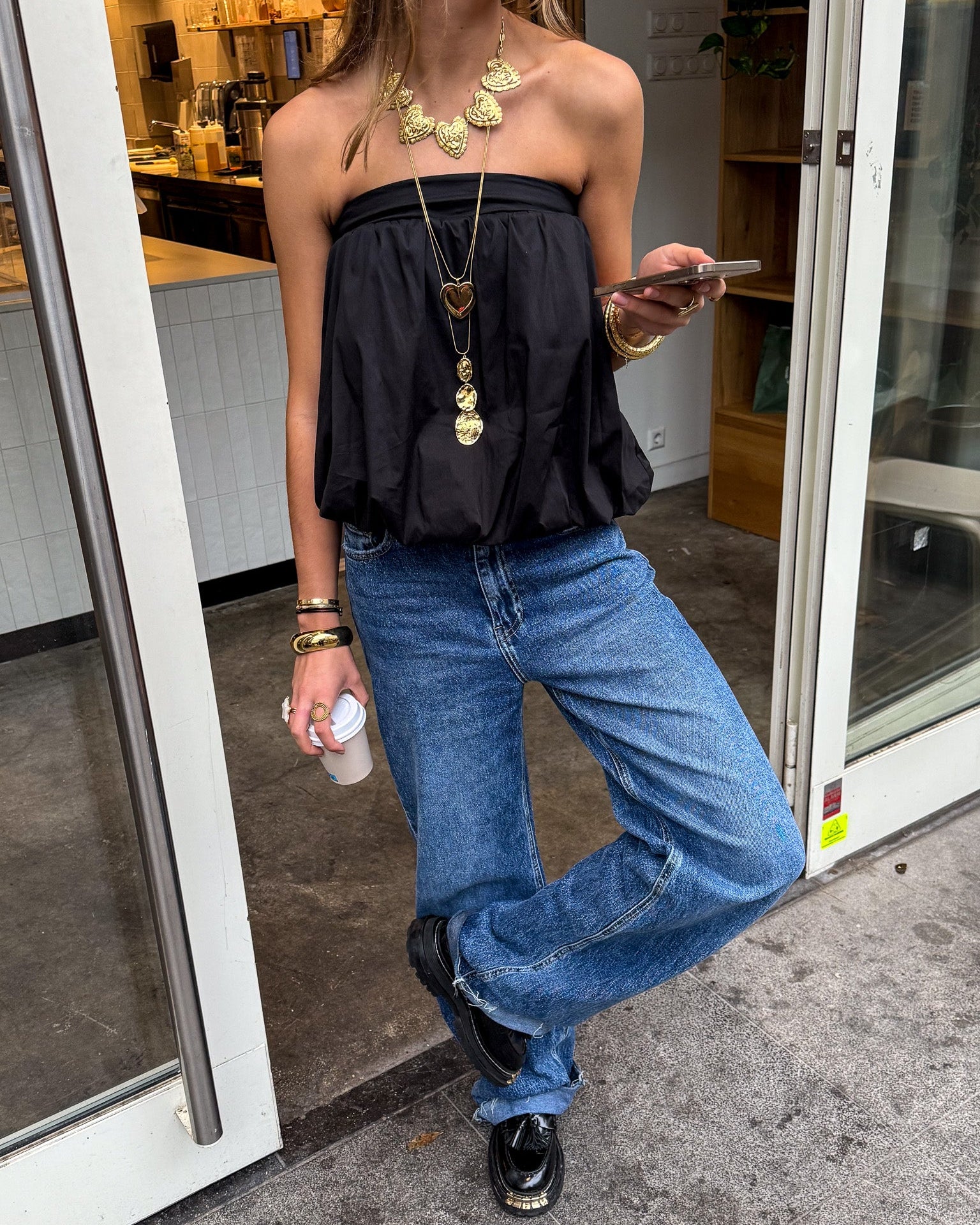 Ash Bandeau Top Black