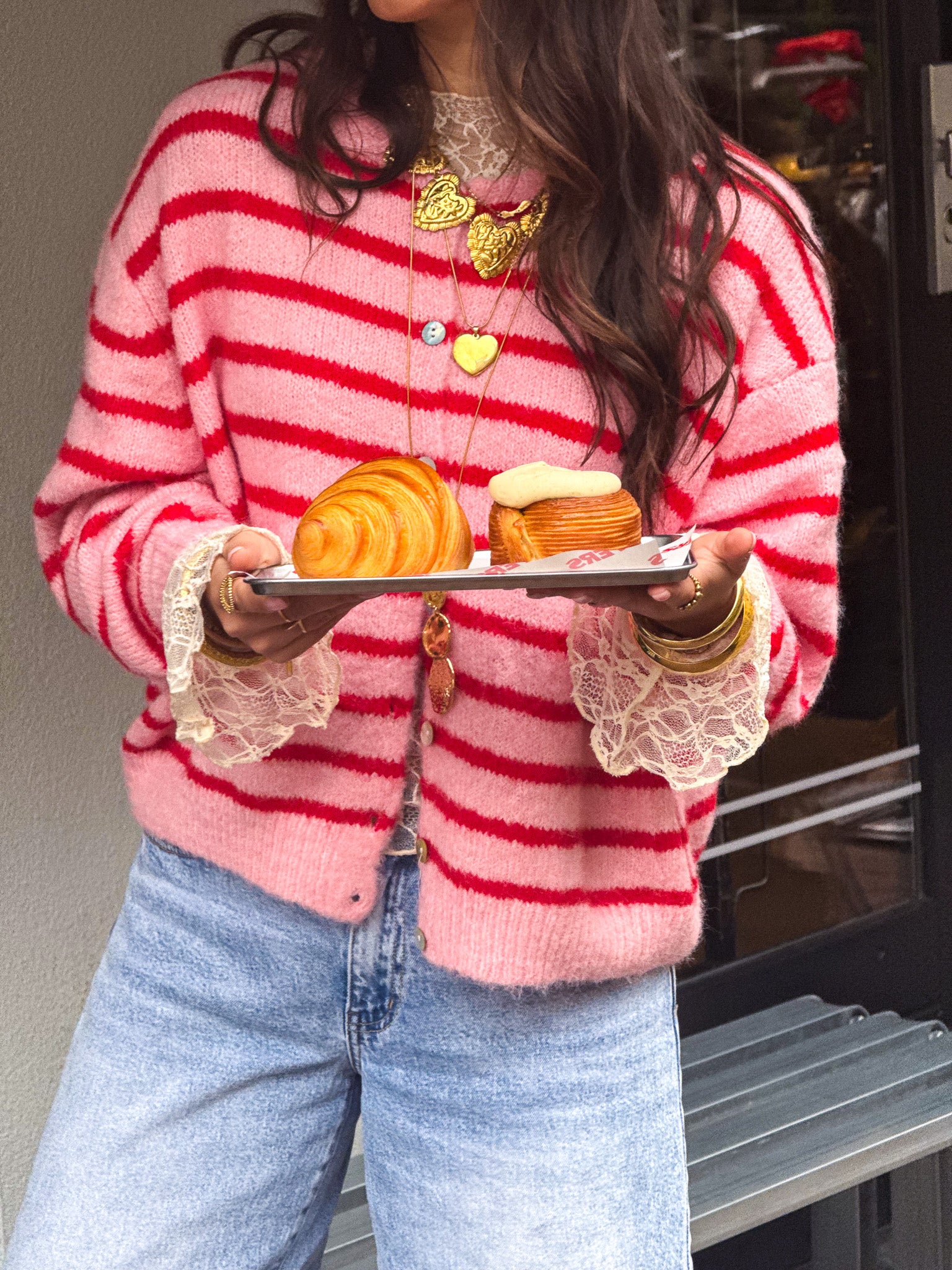 Aurora Vest Stripe Rose/Red