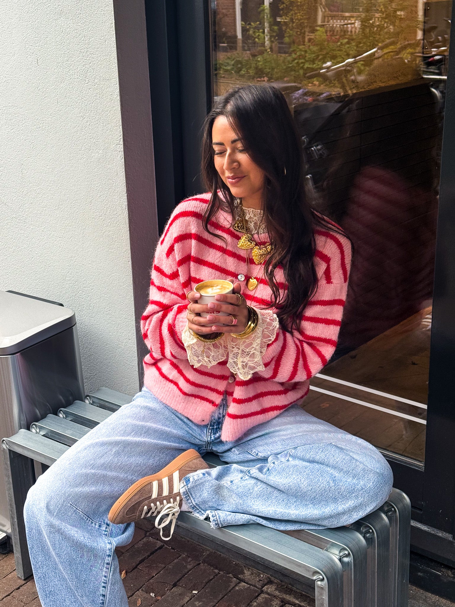 Aurora Vest Stripe Rose/Red