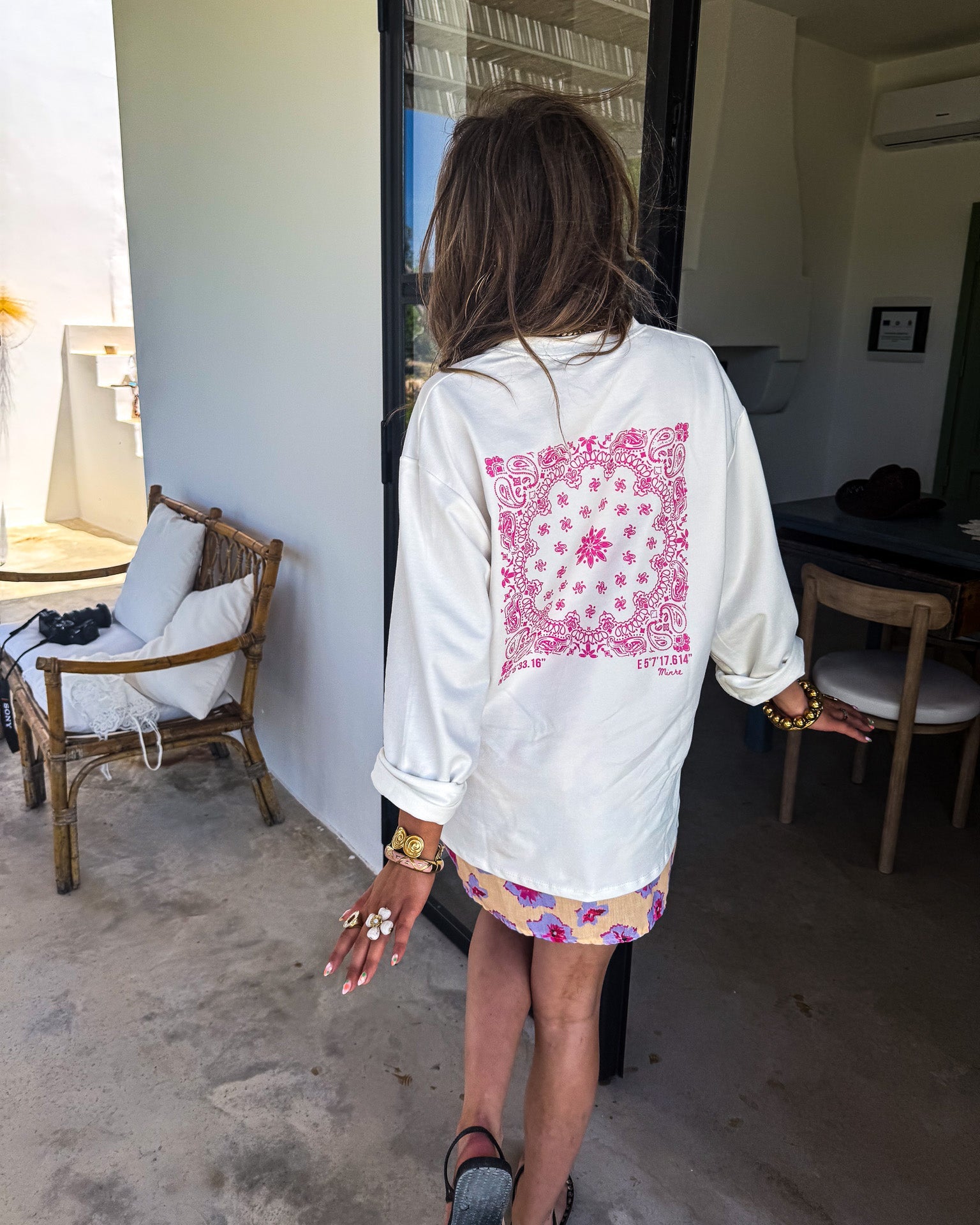 Bandana Longsleeve Shirt Roze Print