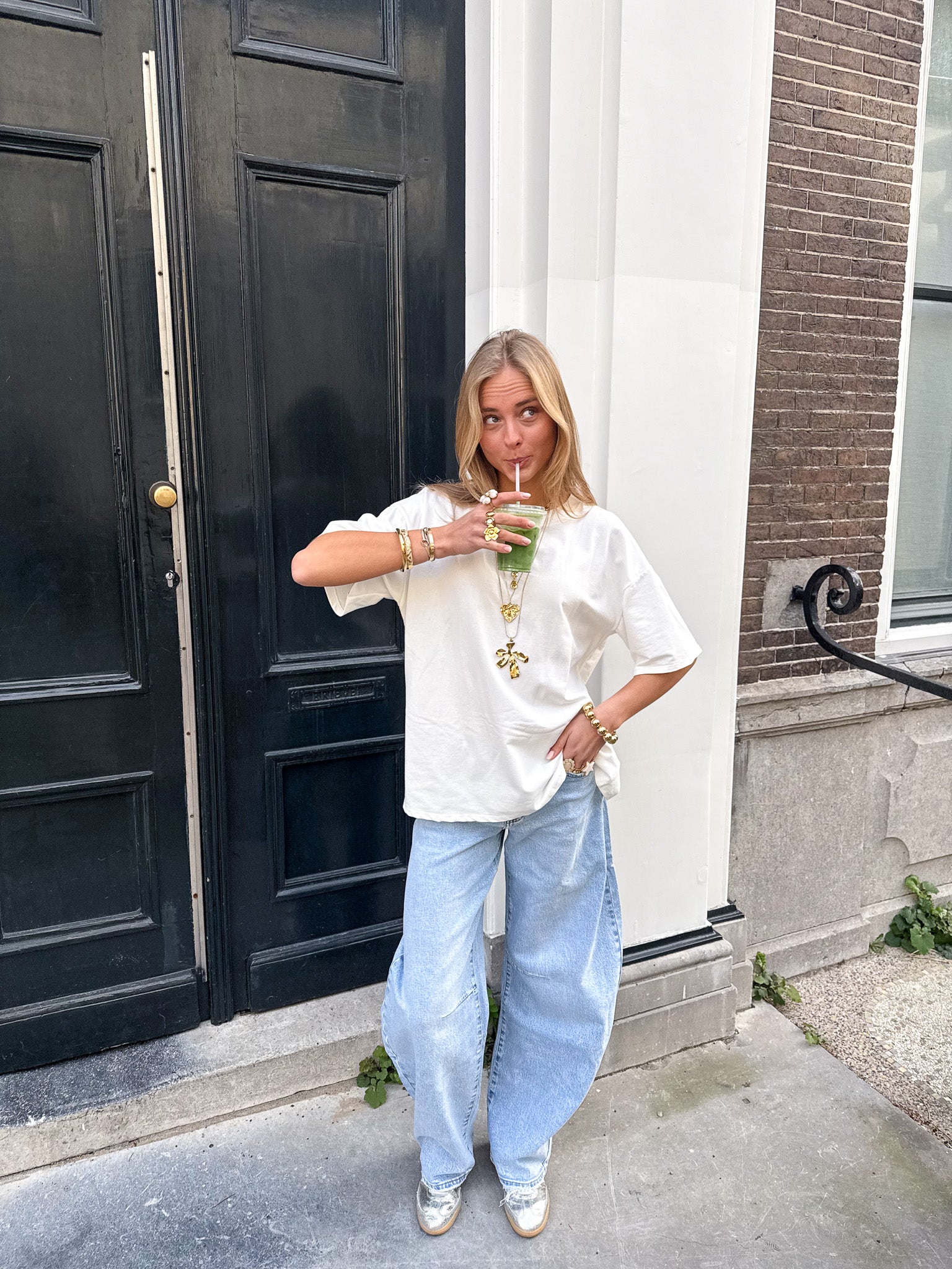 Baggy Balloon Fit Jeans Blauw