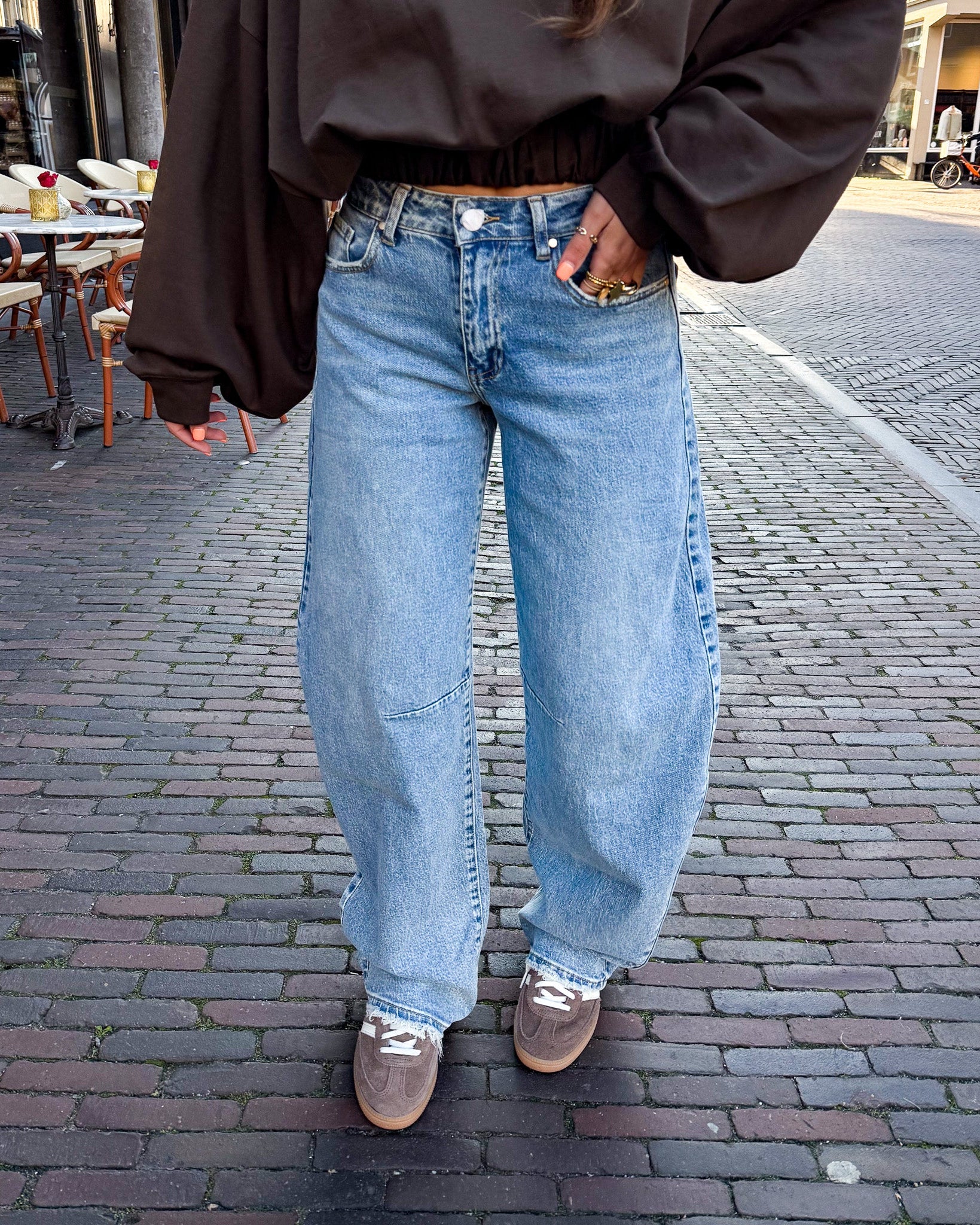 Barrel Balloon Jeans Dusty Blue