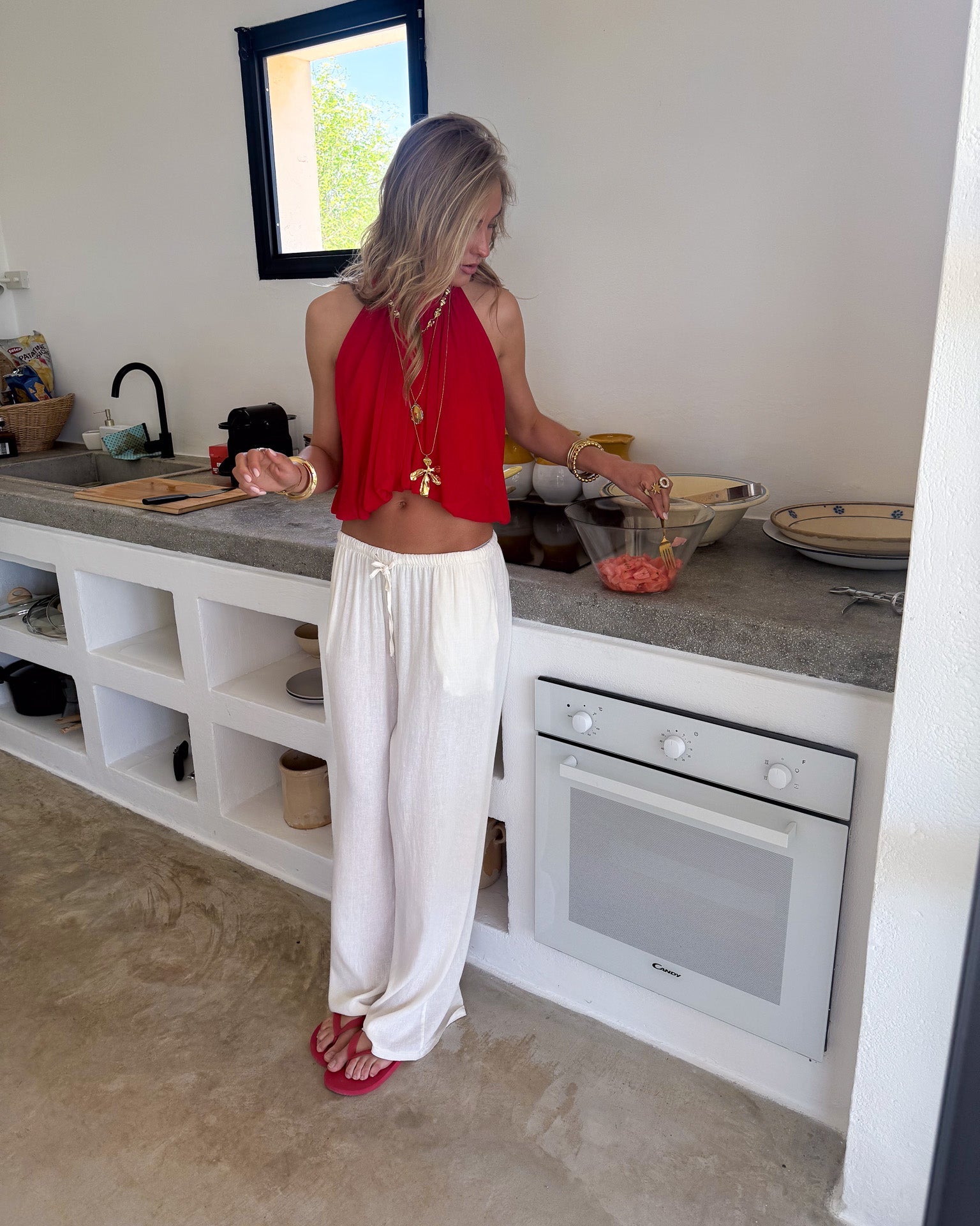 Yara Linnen Pantalon Gebroken Wit