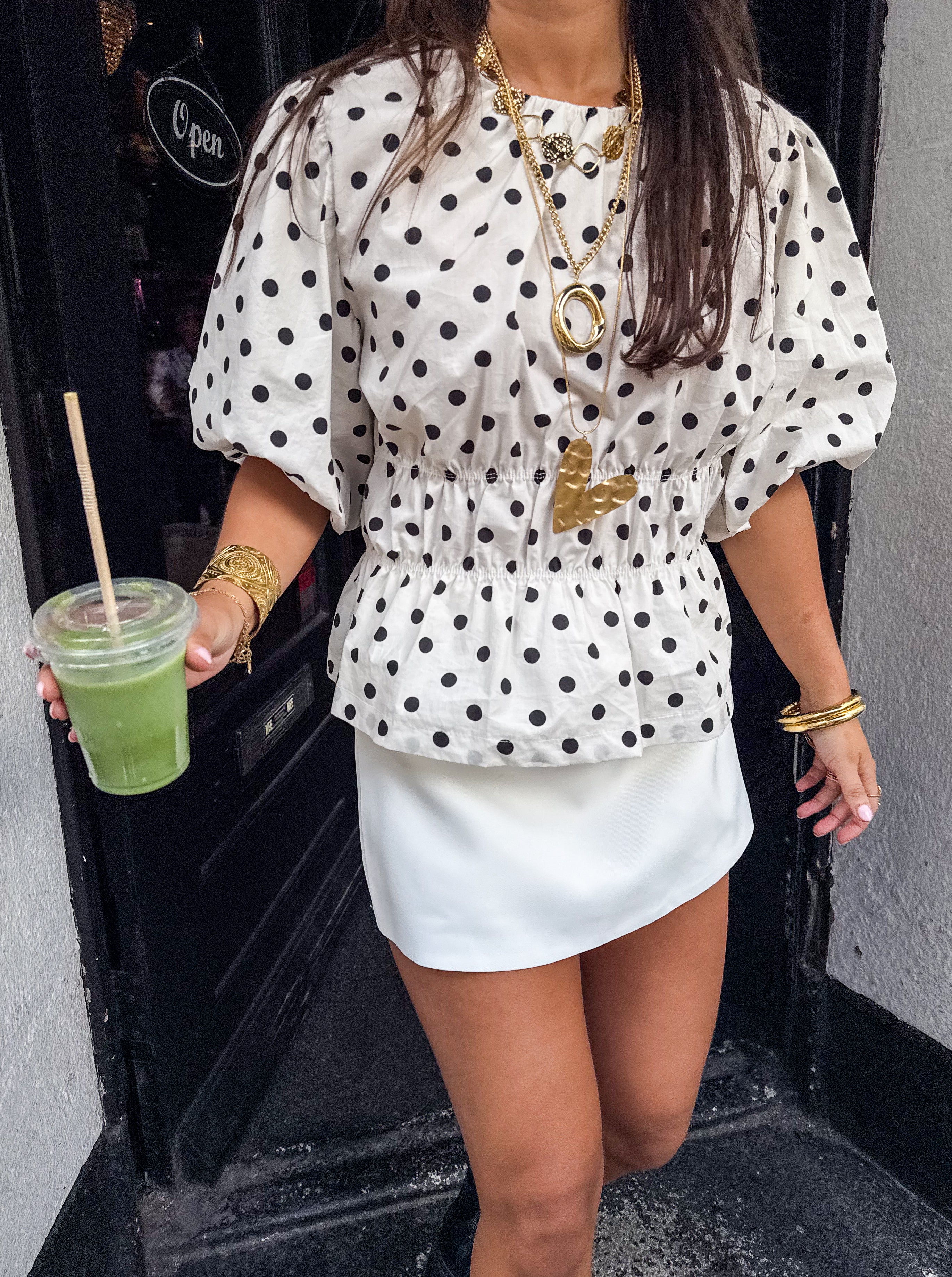 Blush Dots Top White