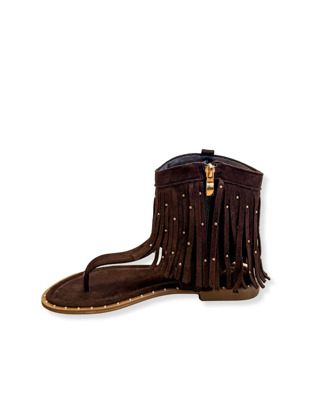 Boho Fringe Sandals Brown