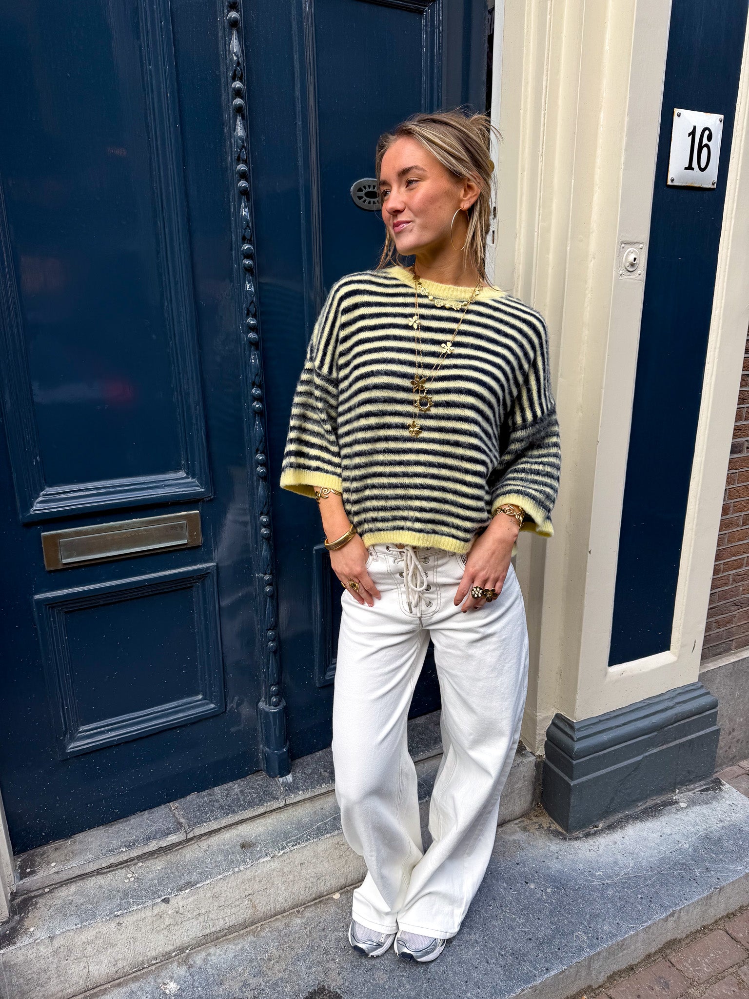 Bombay Gestreepte Trui Geel