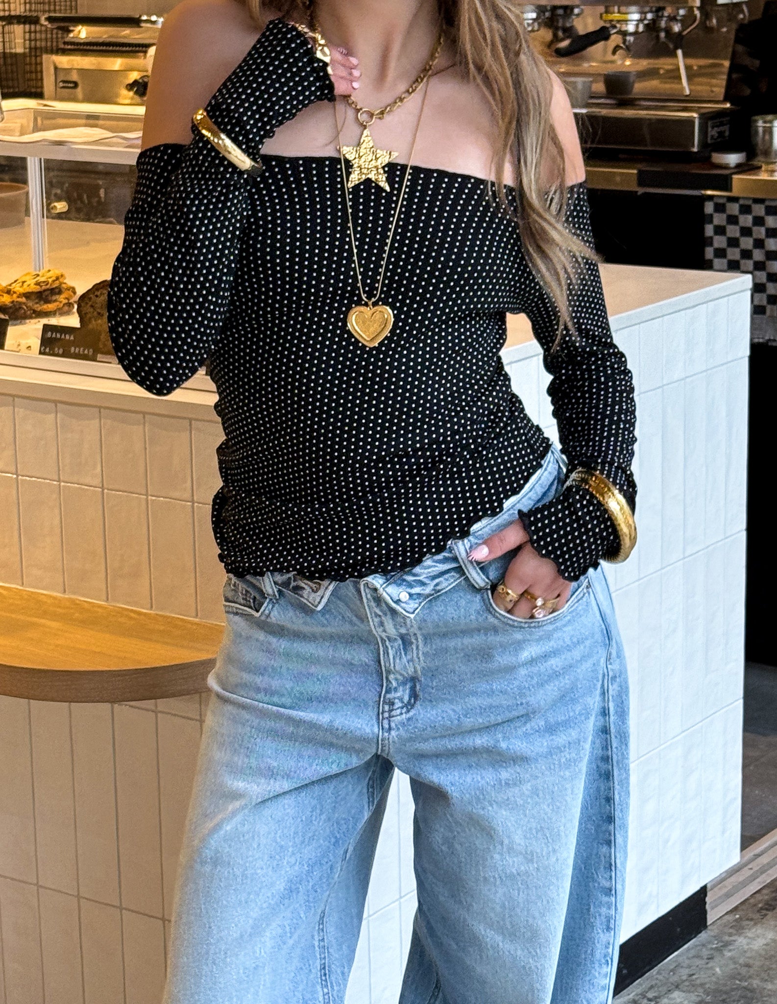 Britt Dots Top Black