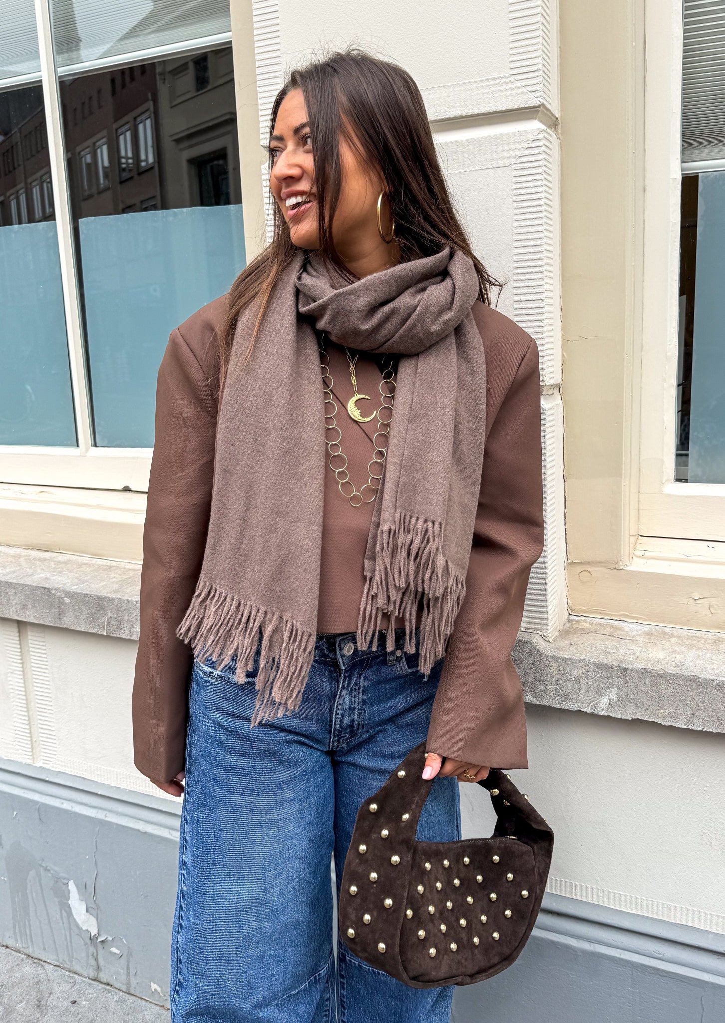 Écharpe en cachemire marron