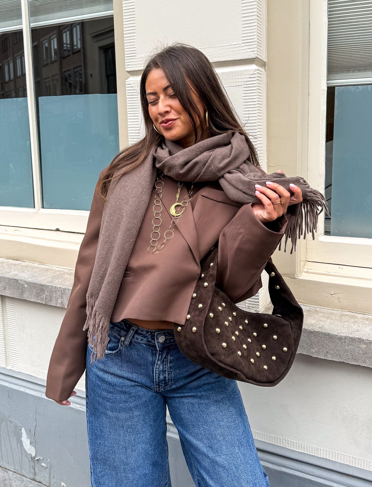 Écharpe en cachemire marron