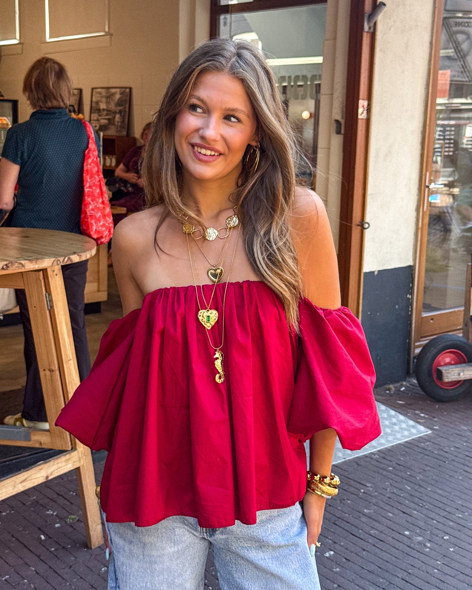 Catwalk Off Shoulder Top Bordeaux