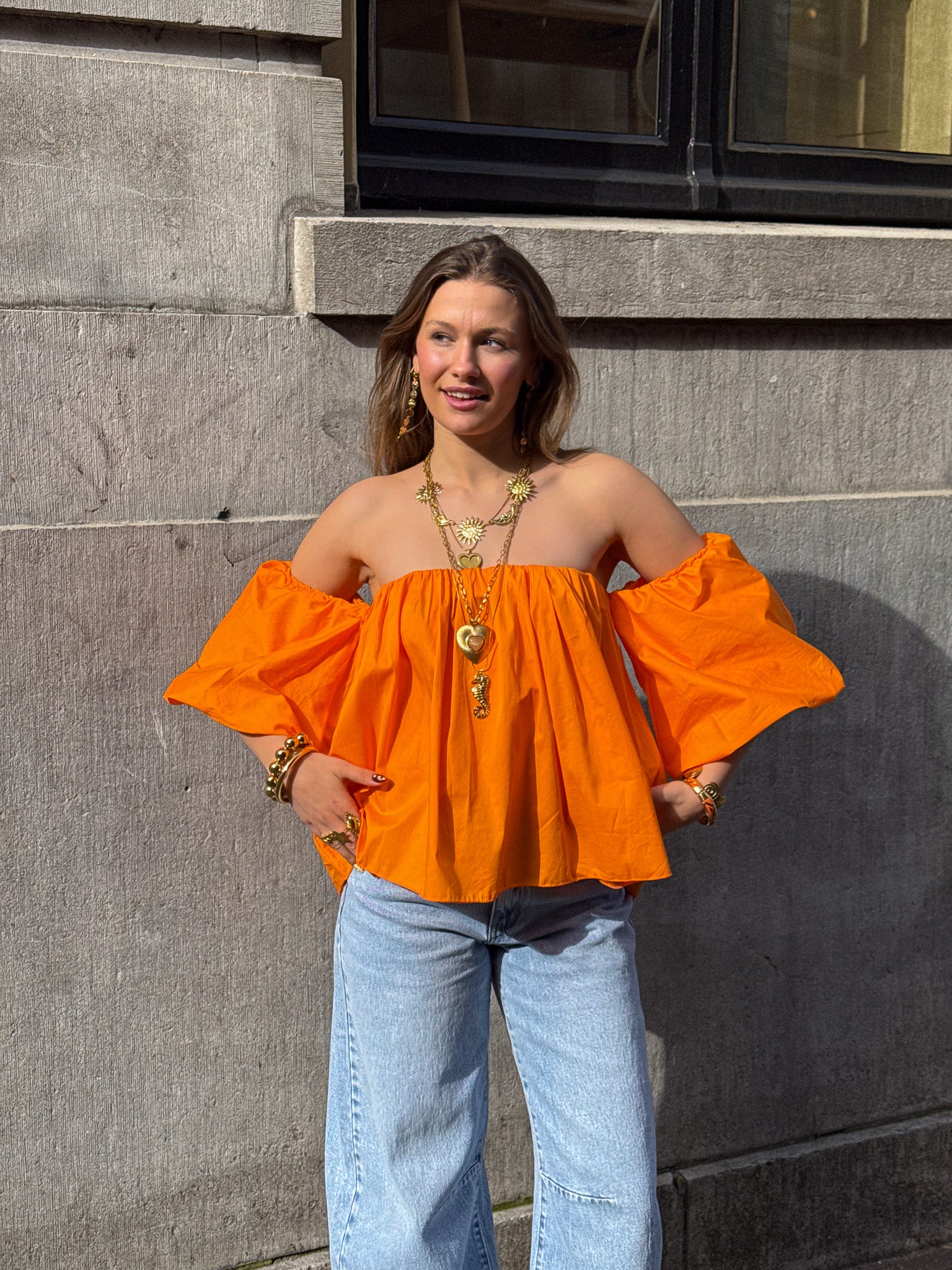 Catwalk Off Shoulder Top Orange