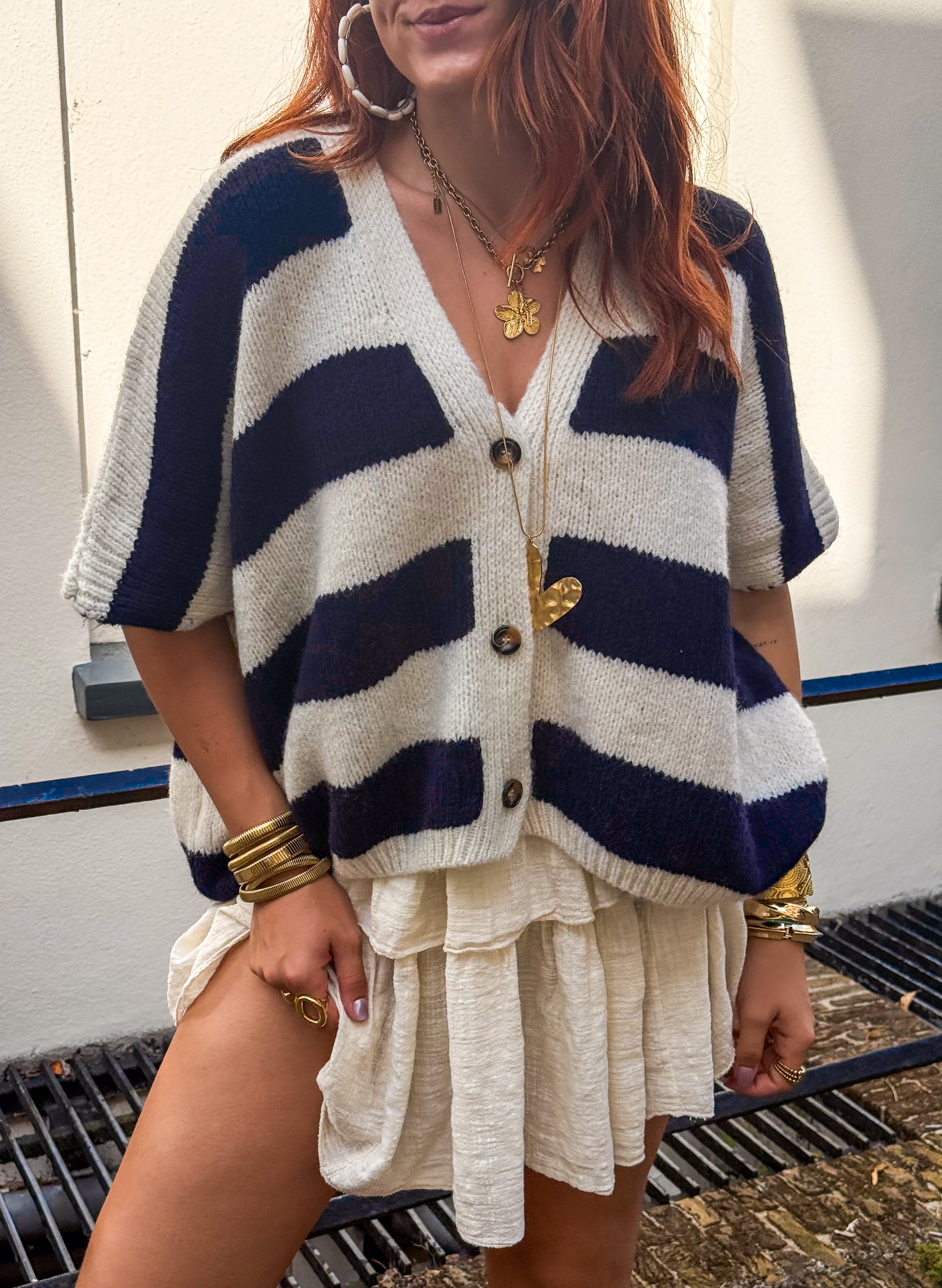 The City Striped Vest Navy