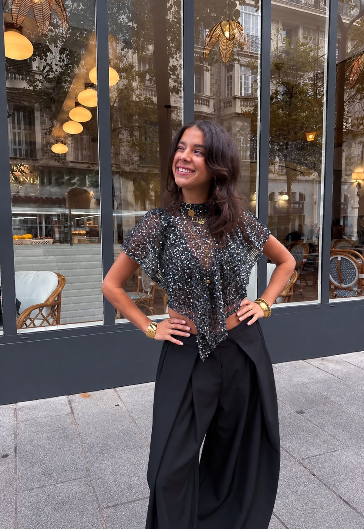 Claartje Glitter Top | Black