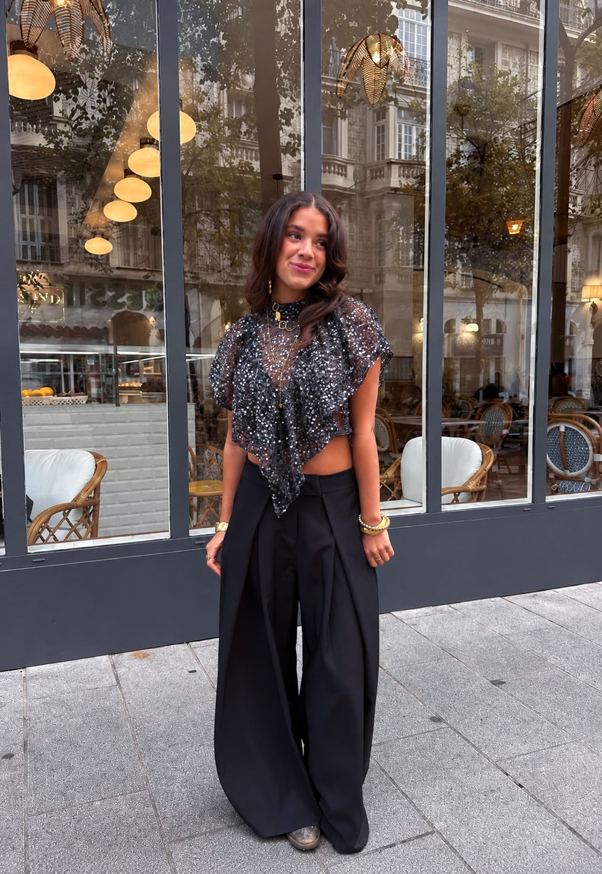 Claartje Glitter Top | Black