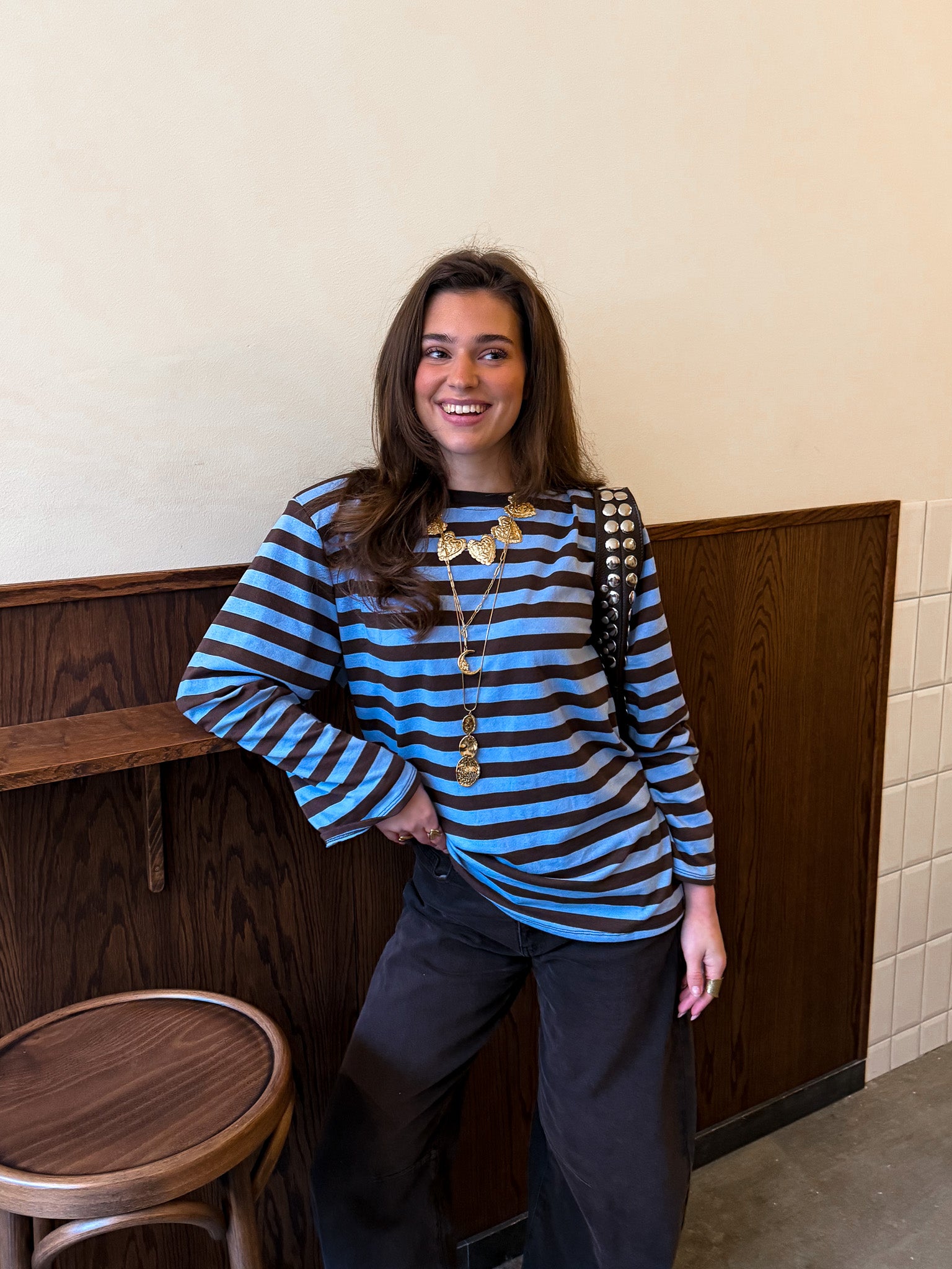 Crowded Striped Longsleeve Brown Blue