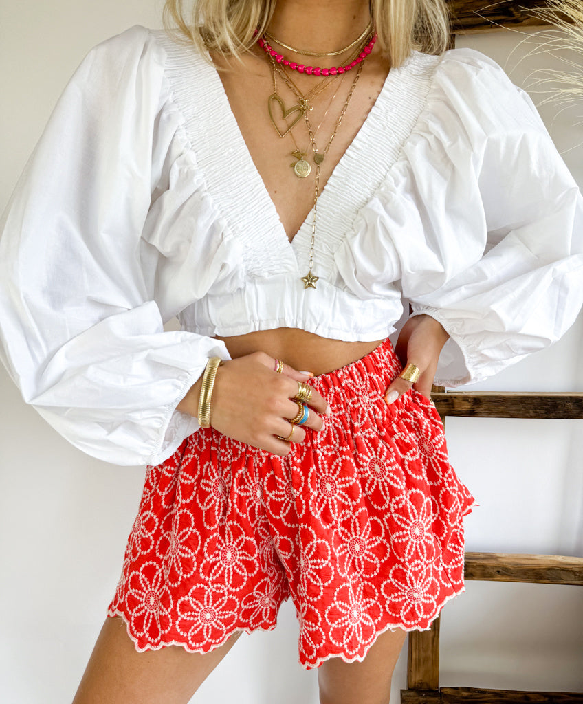 Daisy V-Neck Top White