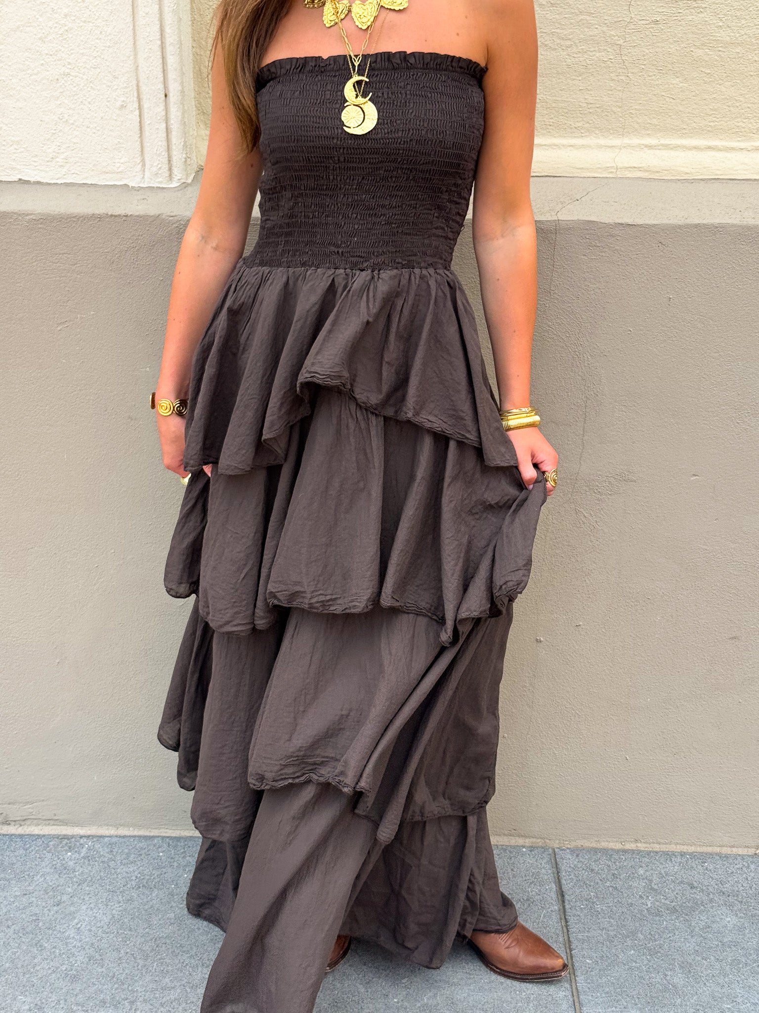 Dani Maxi Jurk Bruin