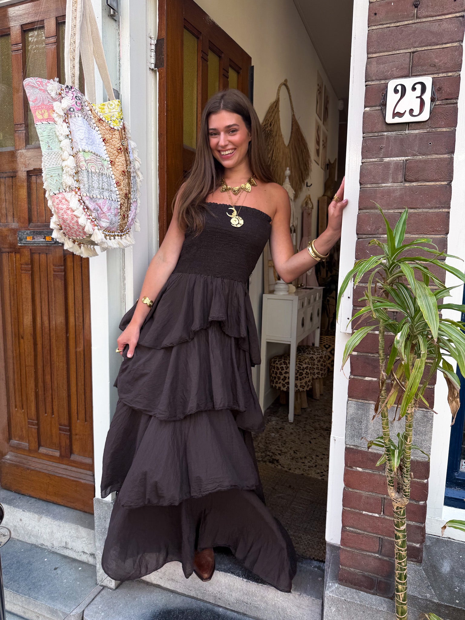 Dani Maxi Jurk Bruin