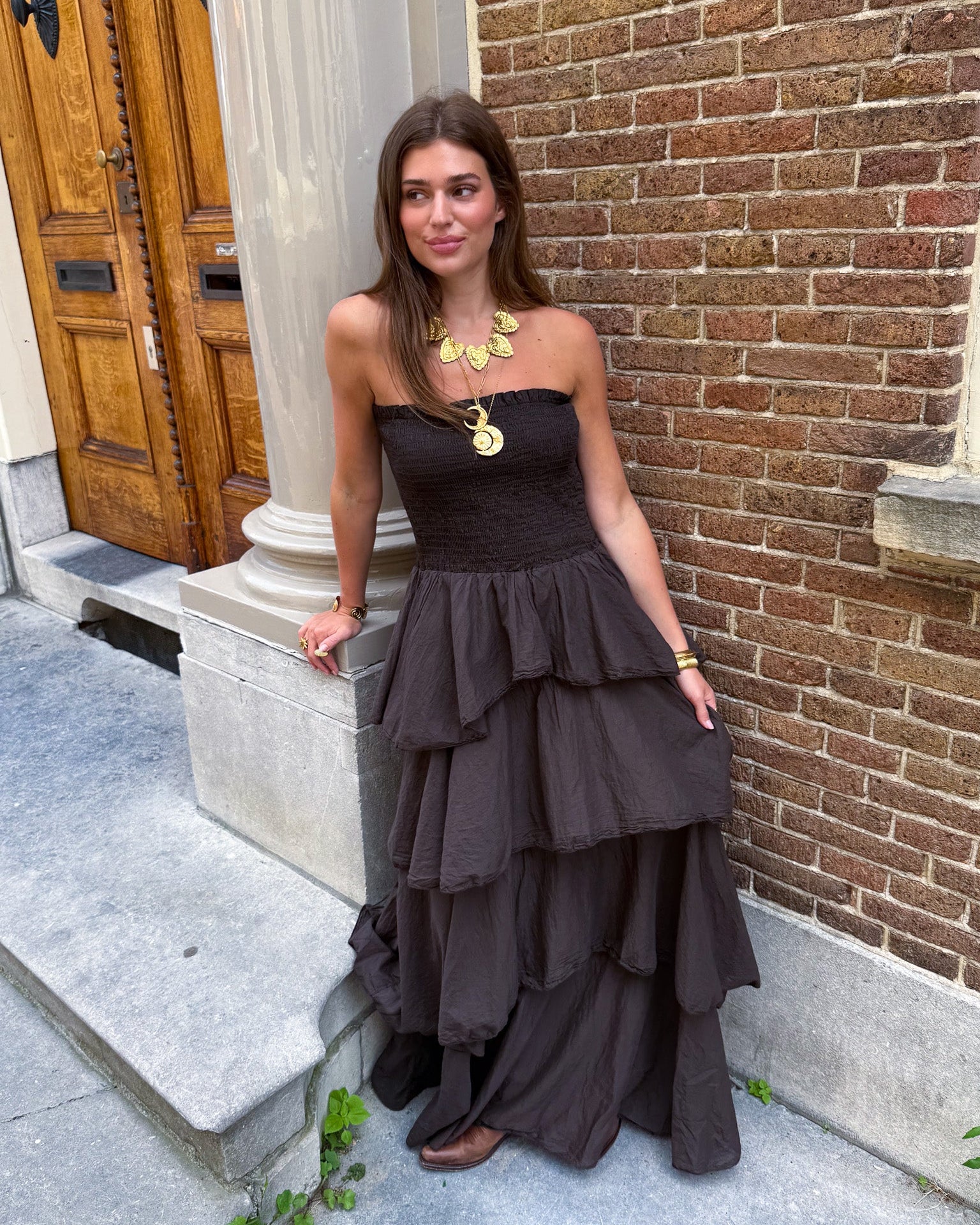 Dani Maxi Jurk Bruin