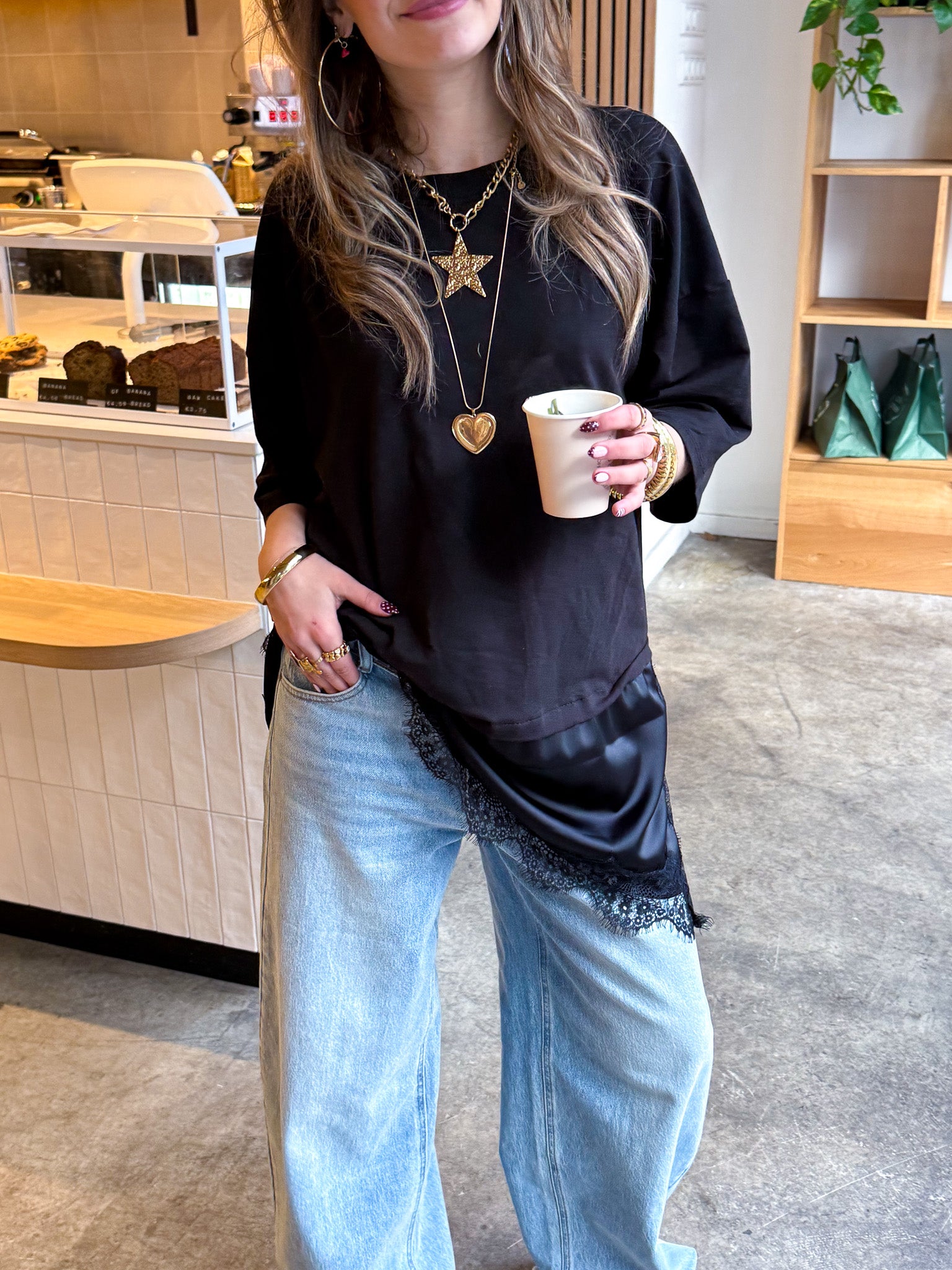 Darling Lace T-Shirt Black