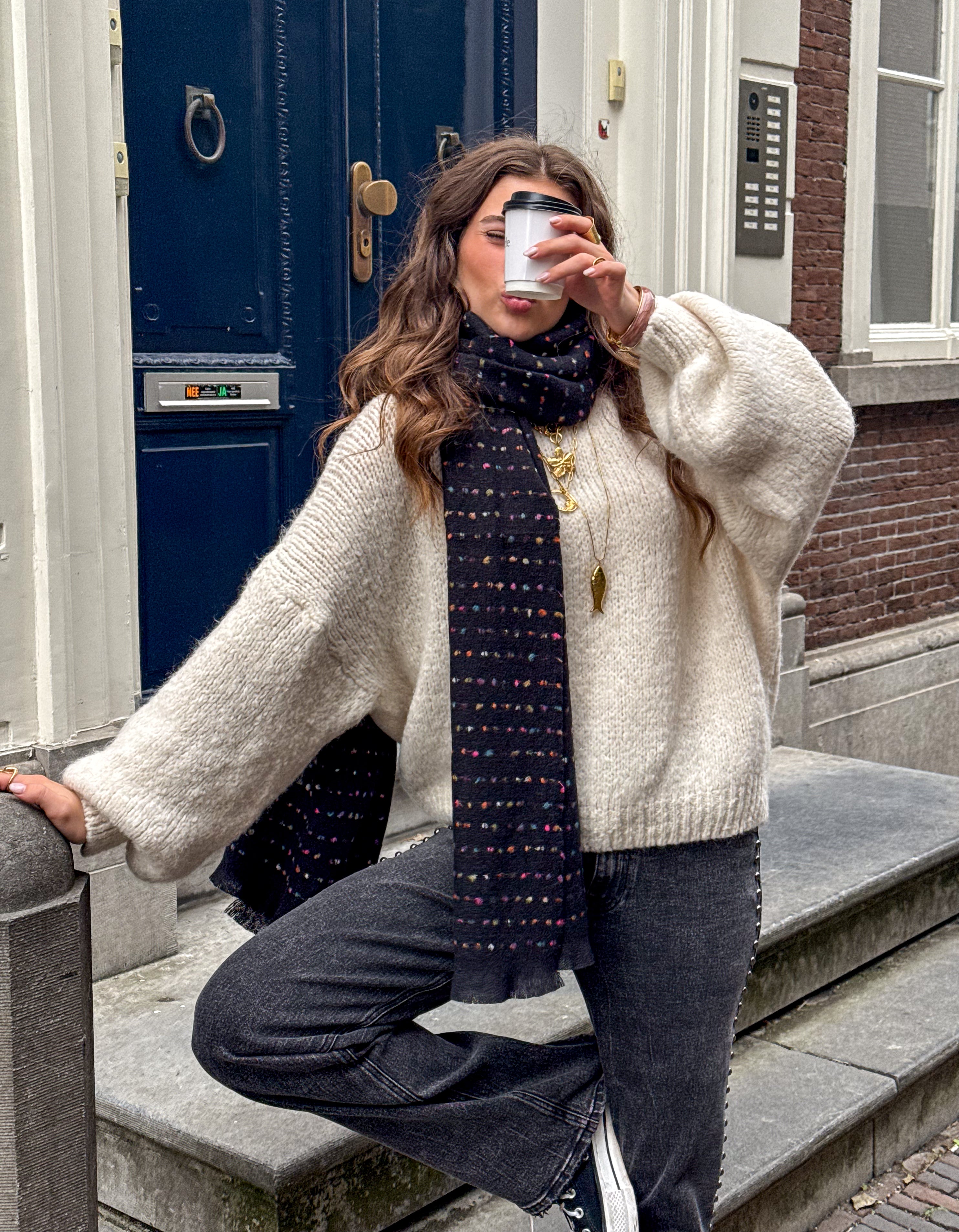 Disco Dots Scarf Black