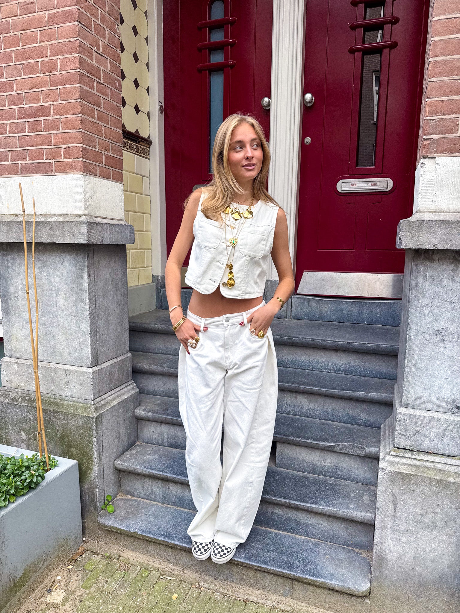 Streetline Wide Leg Jeans Wit