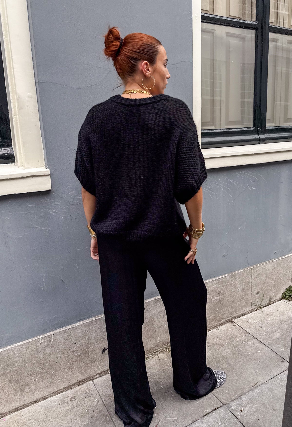 Donna Korte Mouwen Trui | Black