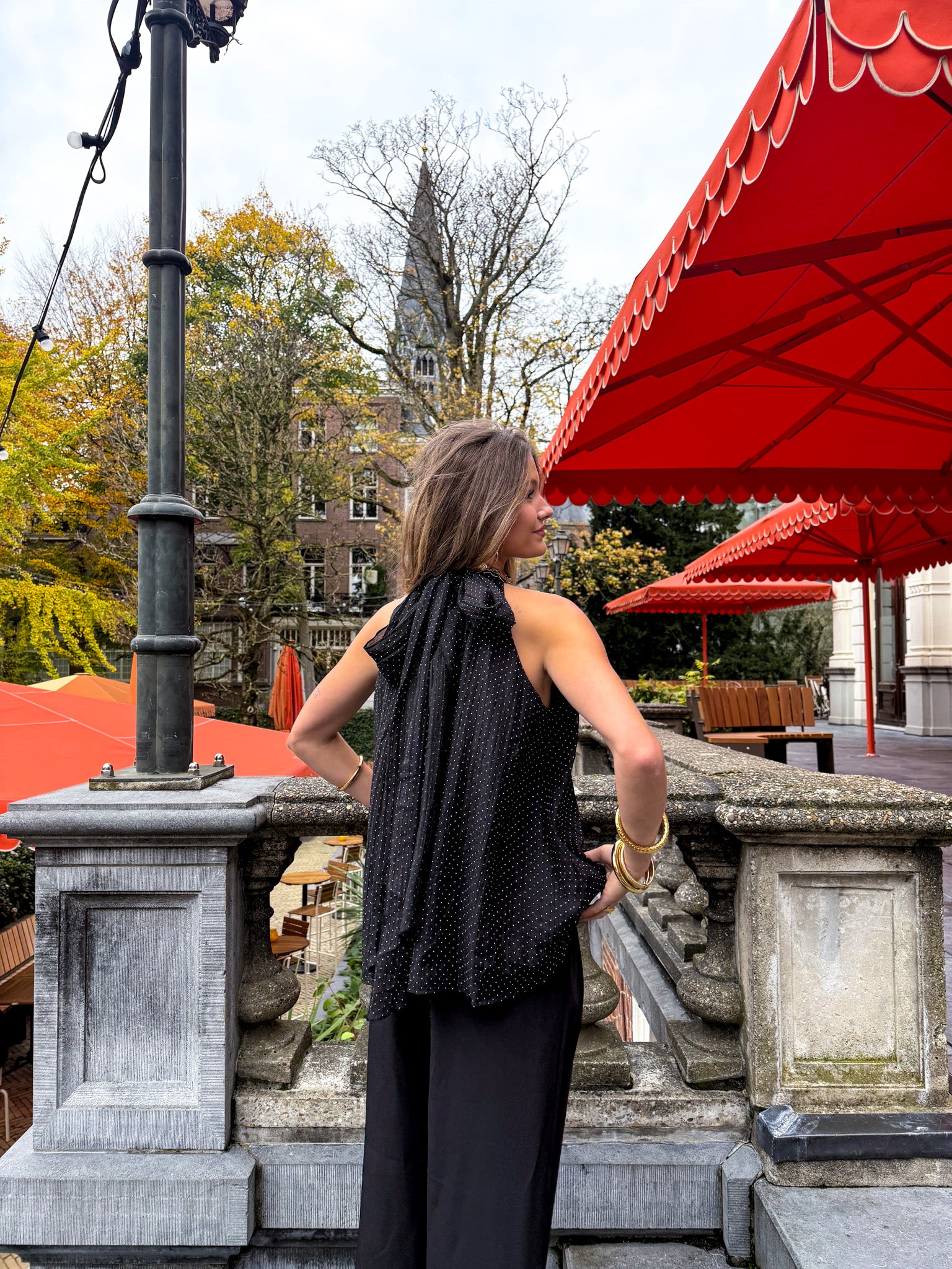 Dots Night Halter Top Black