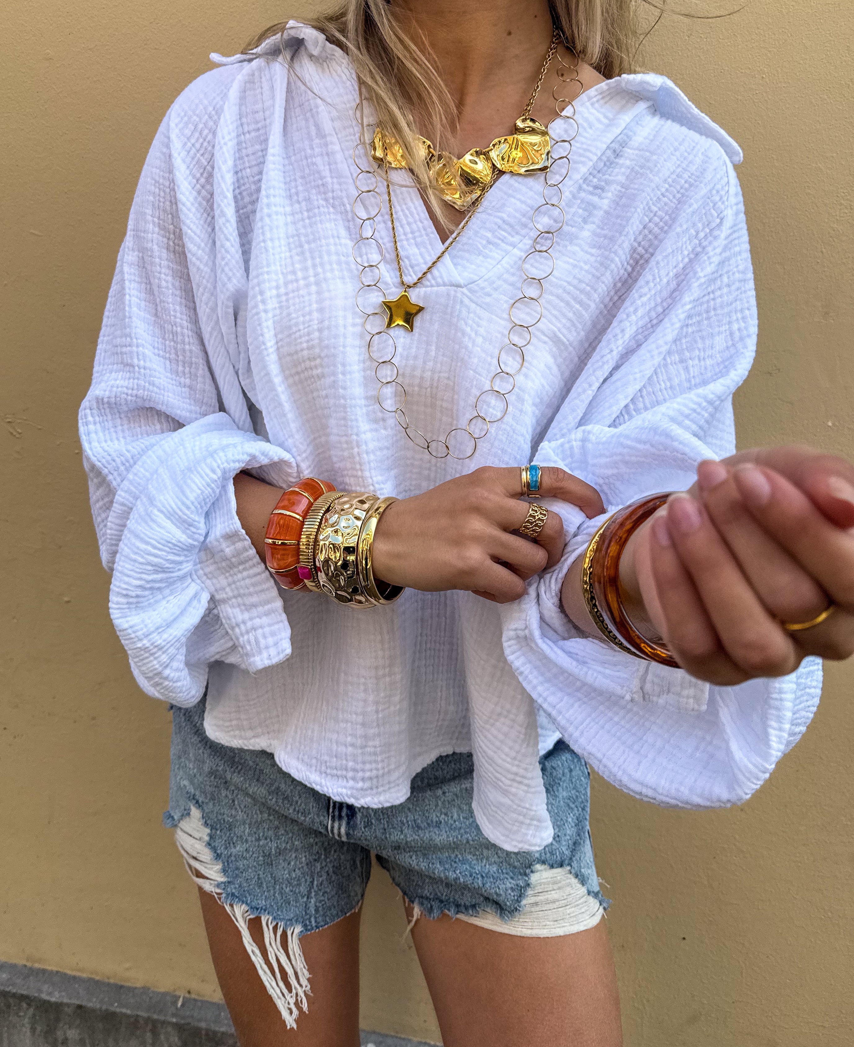 Doutzen Balloon Sleeve Blouse Ecru