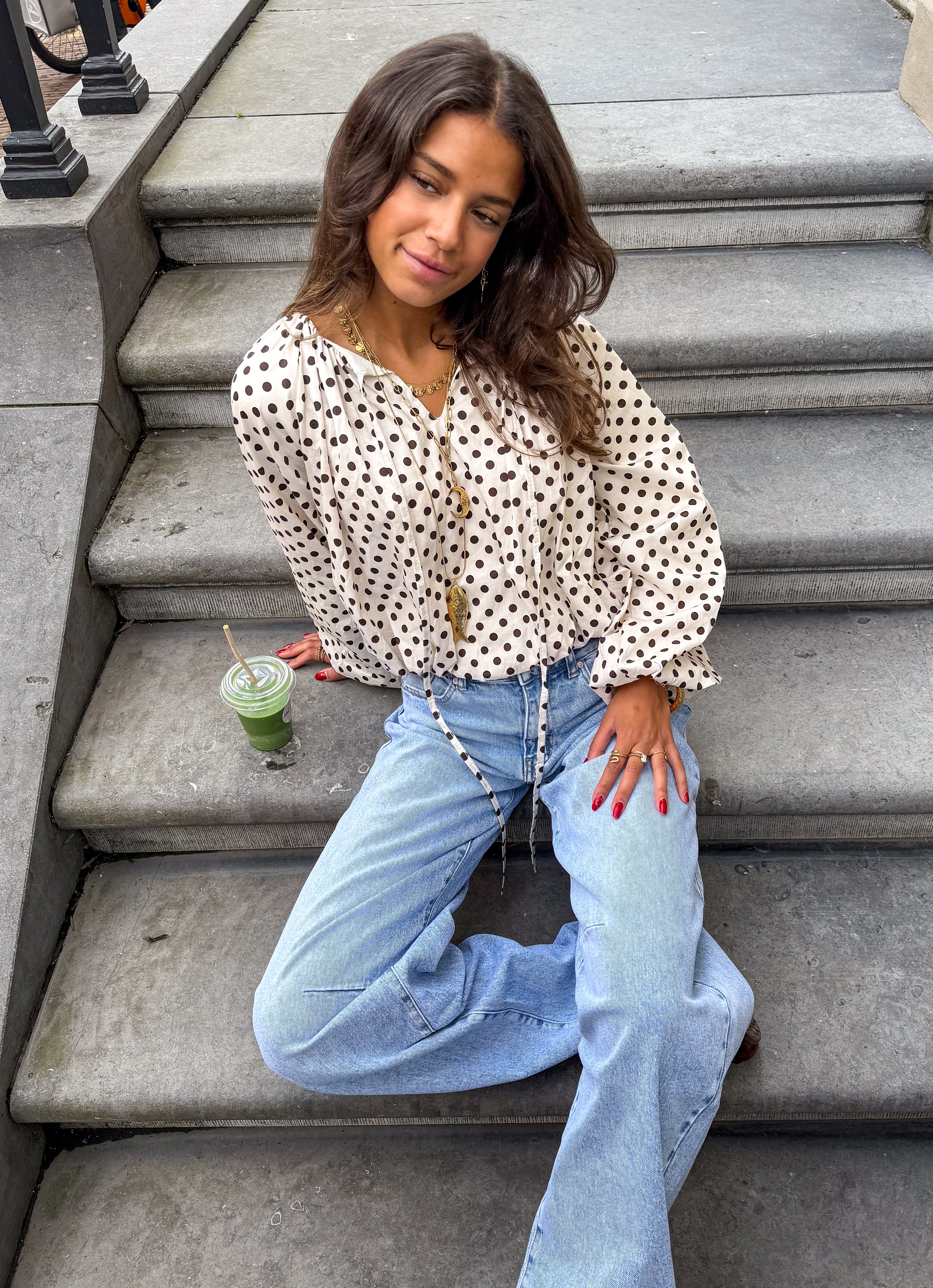 Edge Dots Blouse White