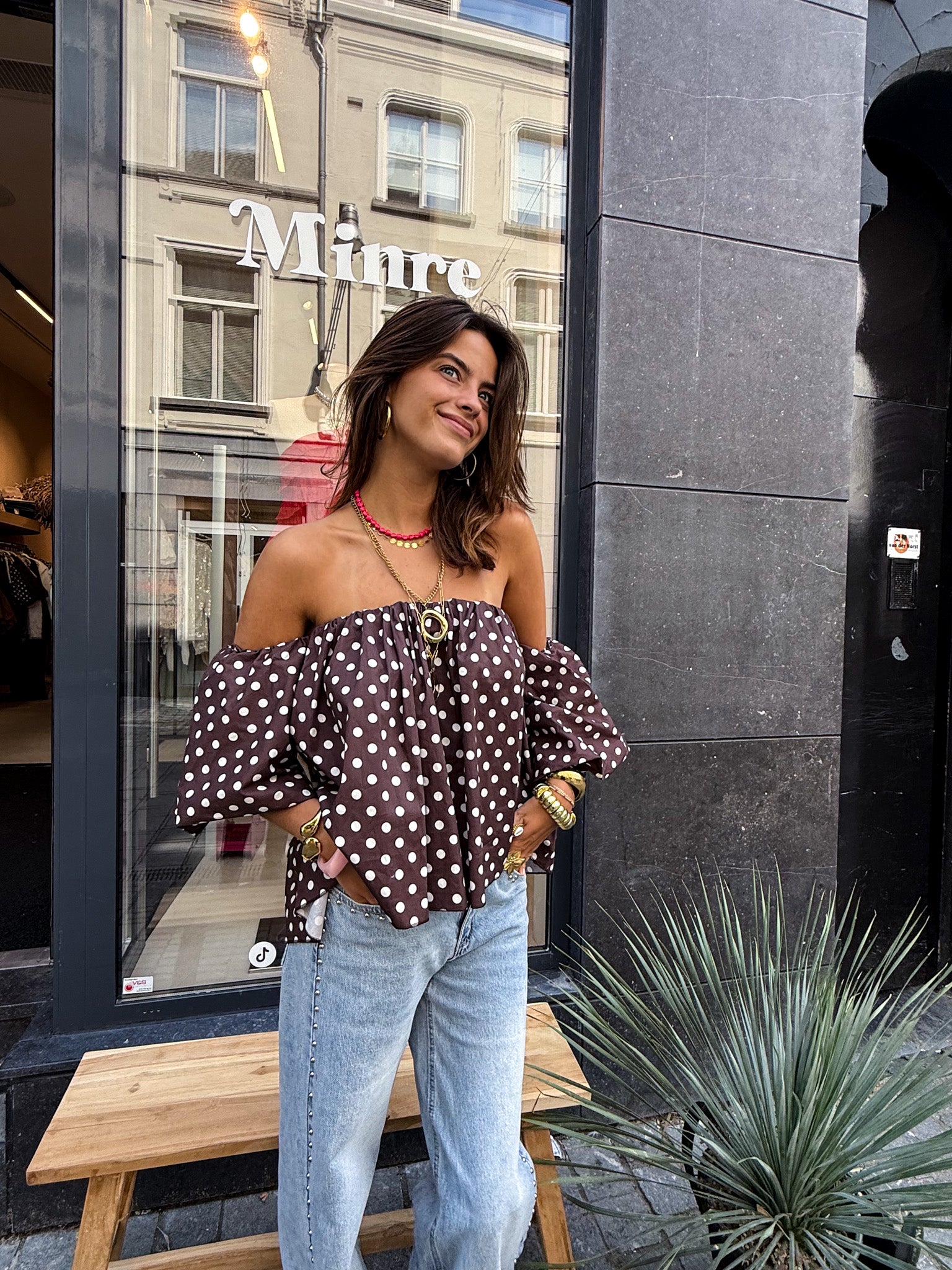 Winnie Dots Top Brown