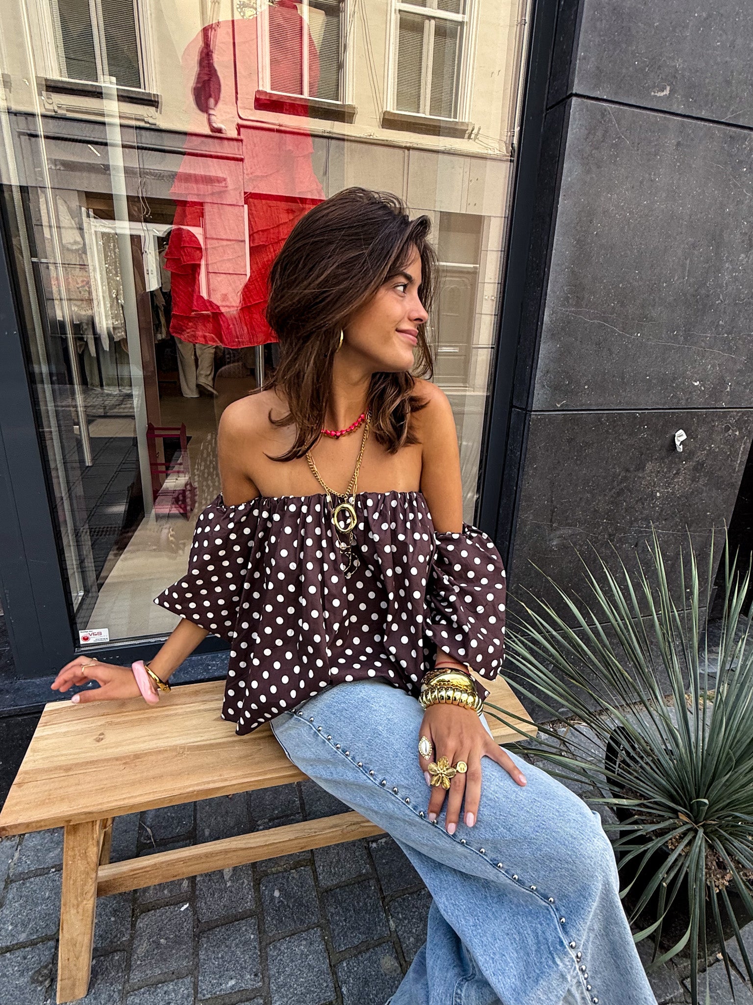 Winnie Dots Top Brown