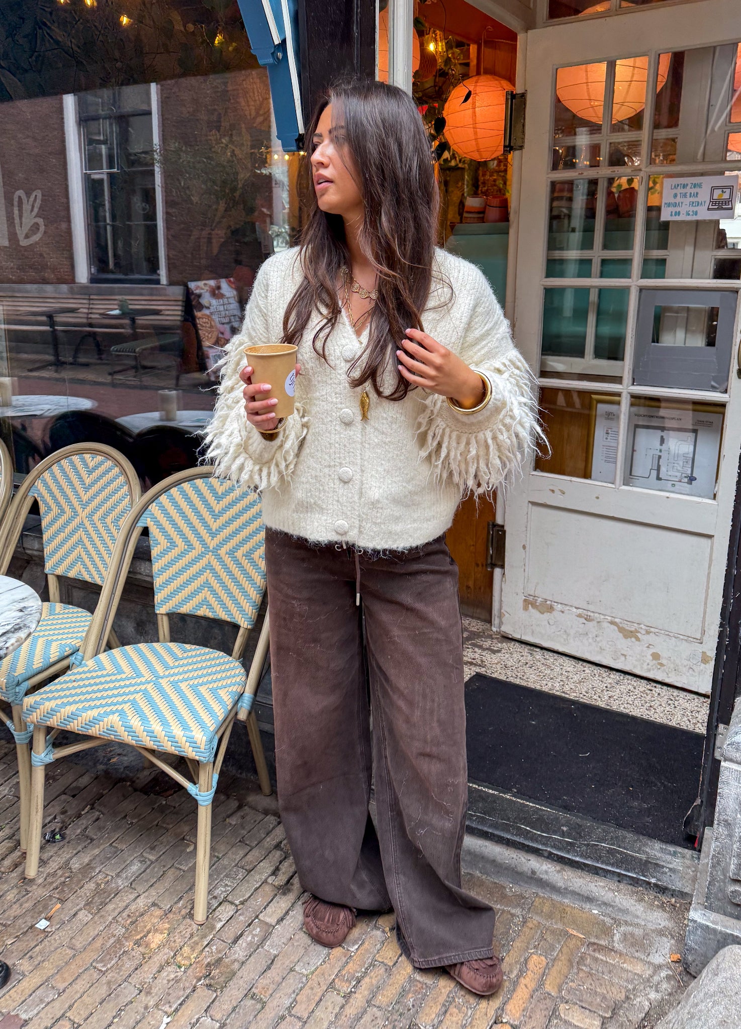 Rope Wide Leg Jeans Brown