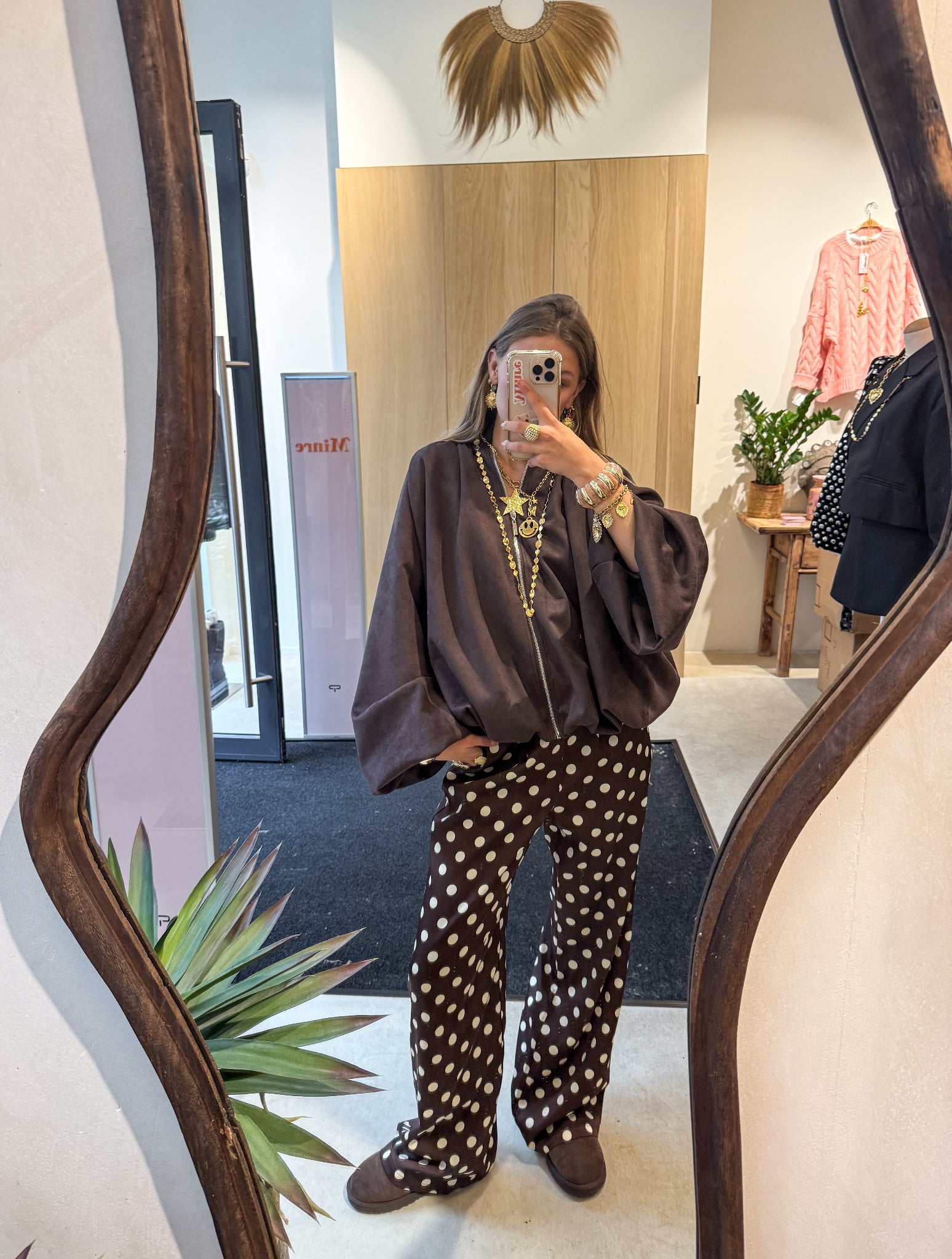 Floor Dots Pants Brown