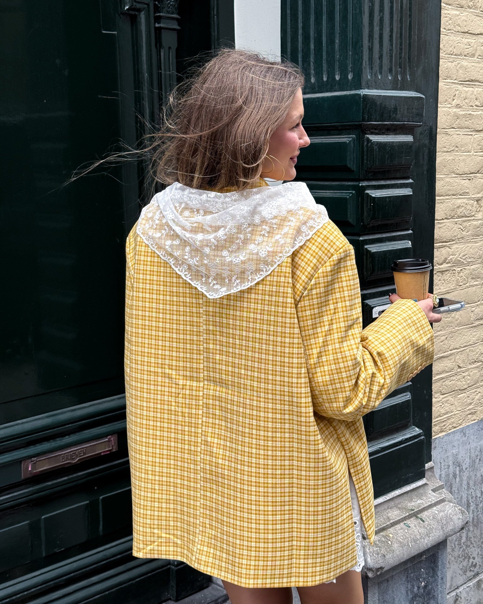 Saint Blazer Geruit Geel