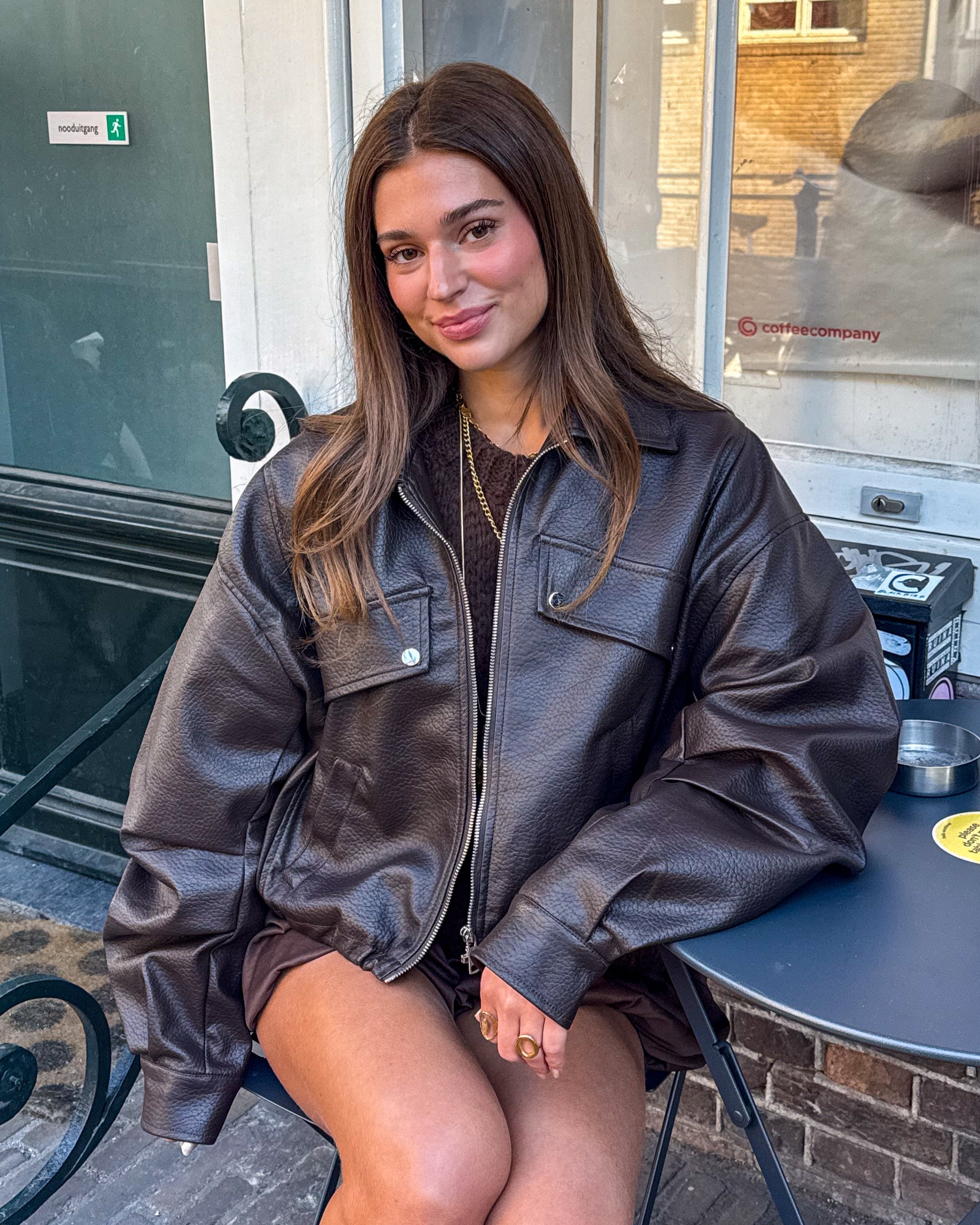 Frame Leather Bomber Jacket Brown