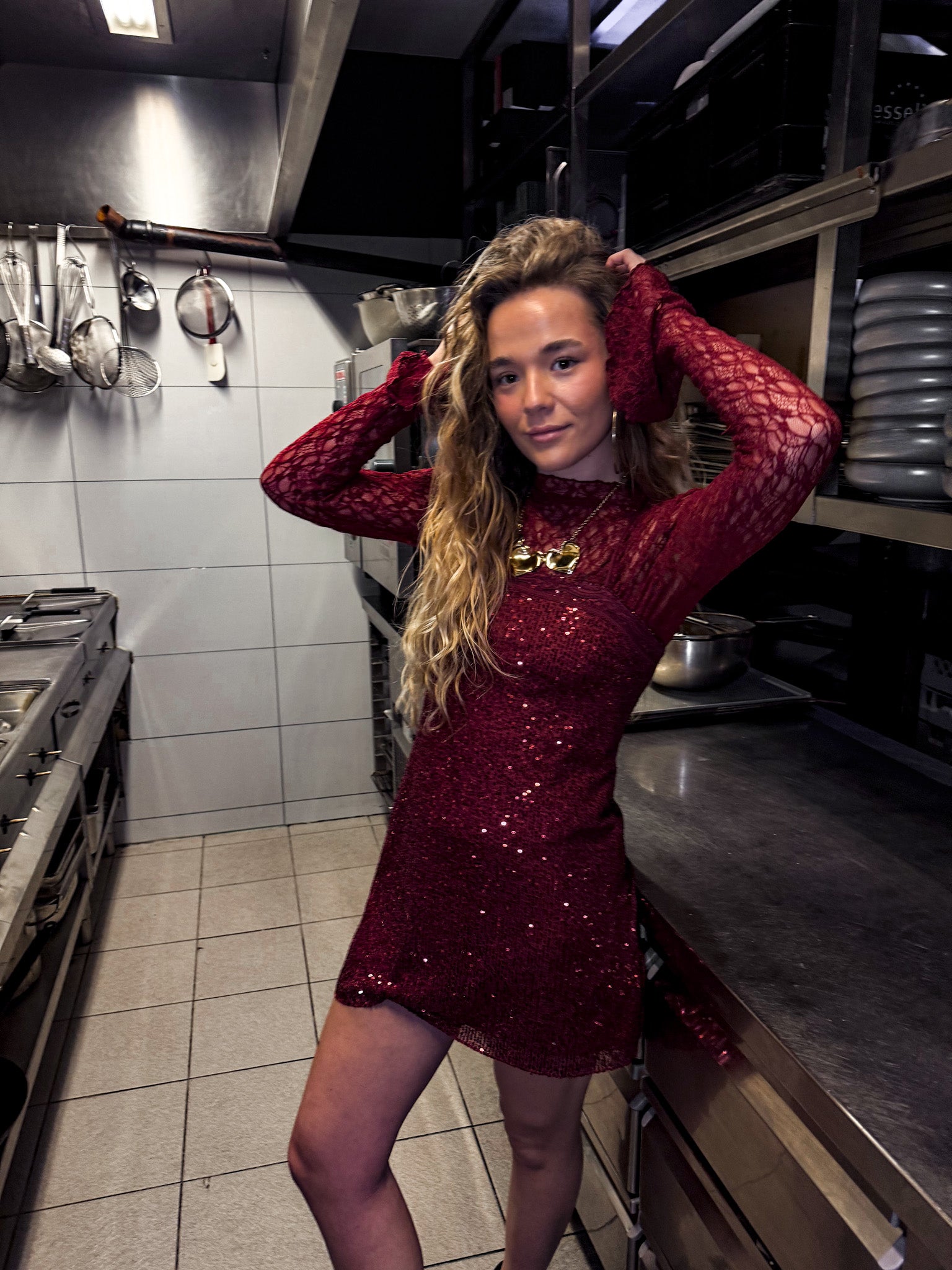 Gigi Sparkle Dress Bordeaux