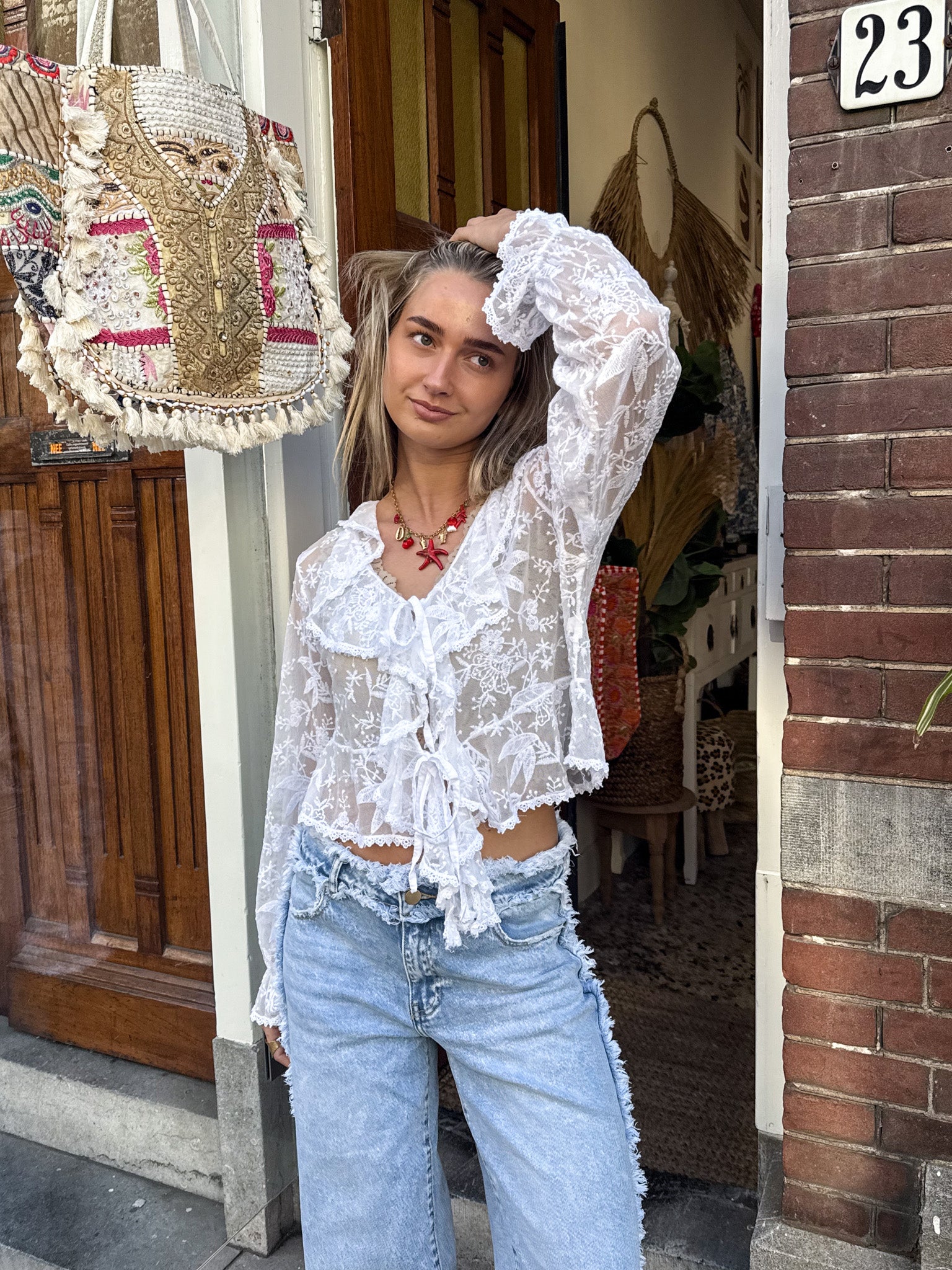 Giselle Lace Top White