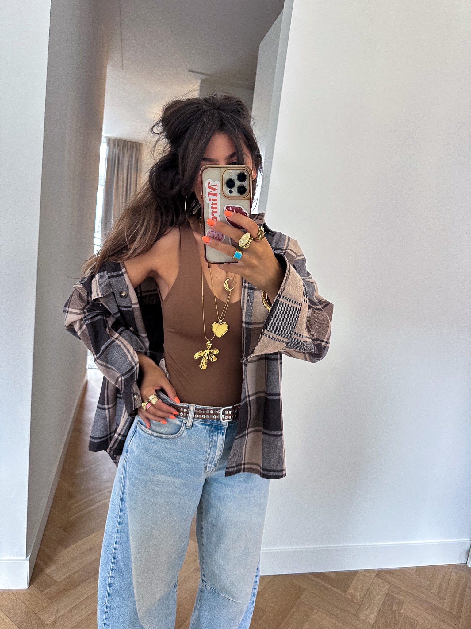 Blouse Emily à Carreaux Marron