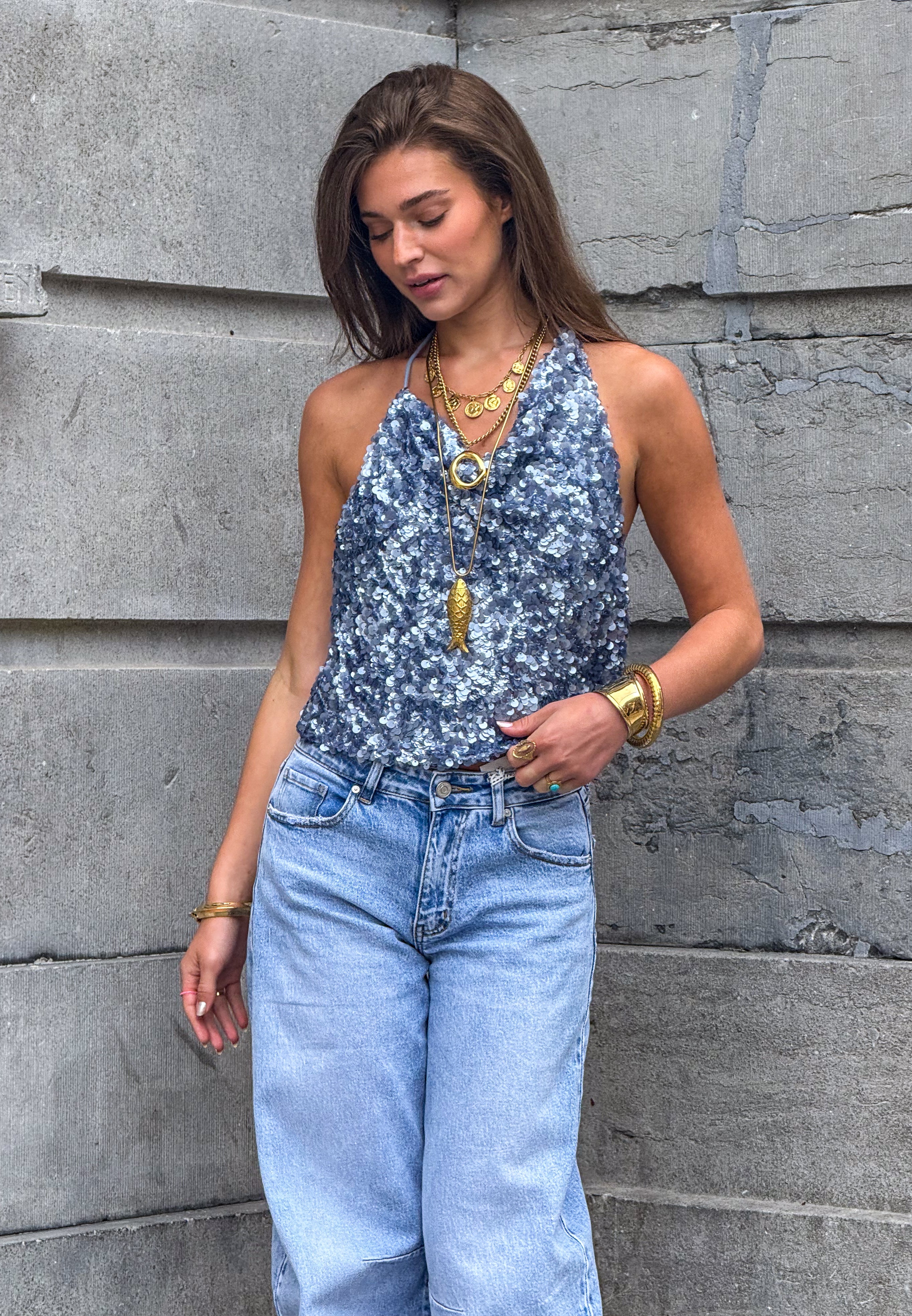 Greece Halter Top Blue