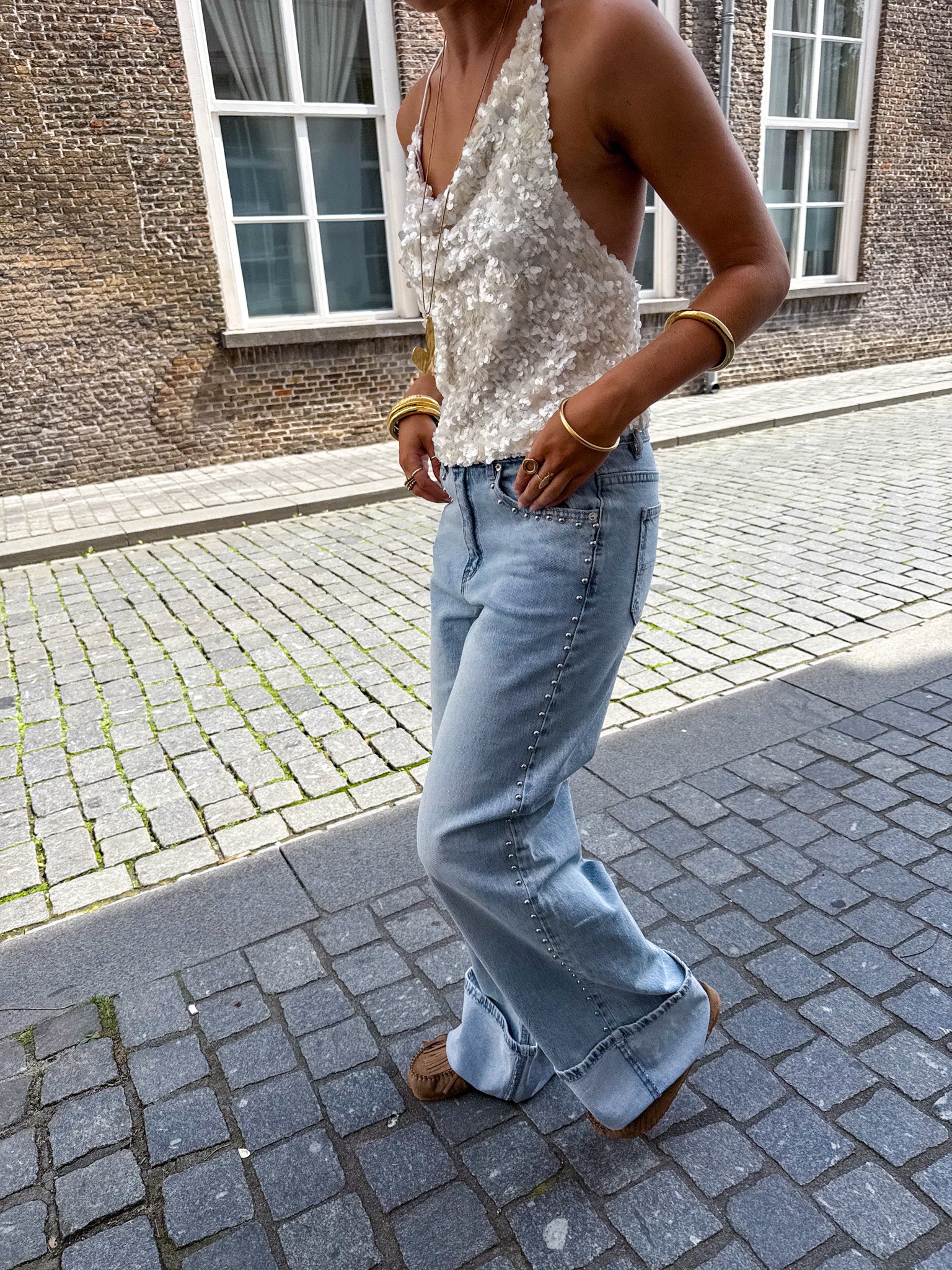Billie Wide Leg Jeans Studs