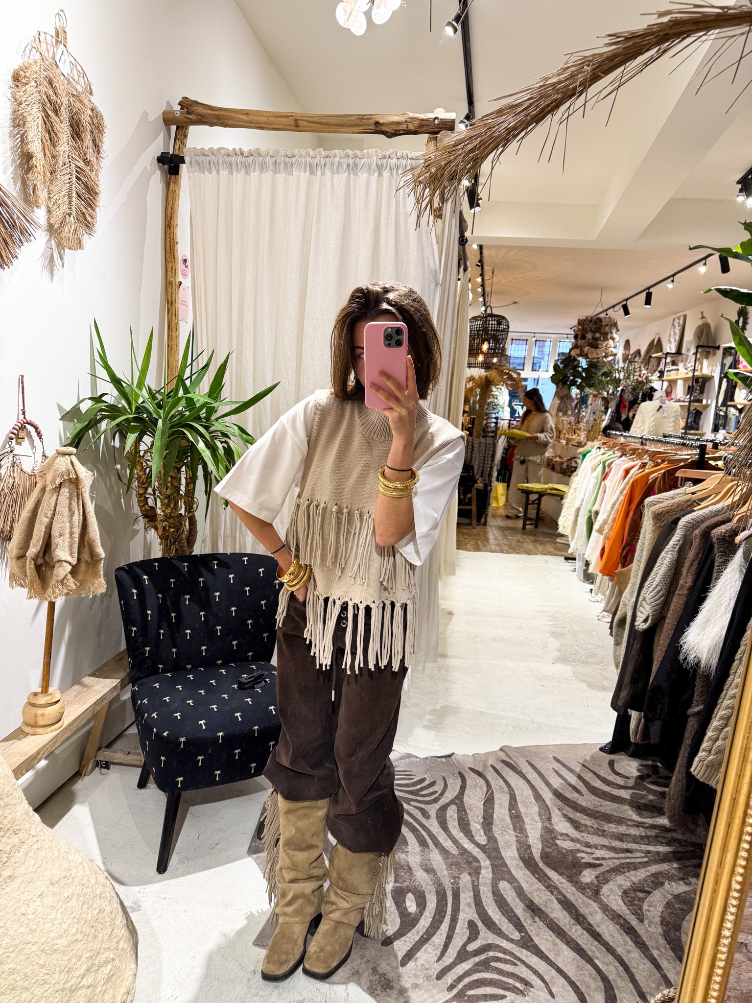 Harvest Fringe Spencer Beige
