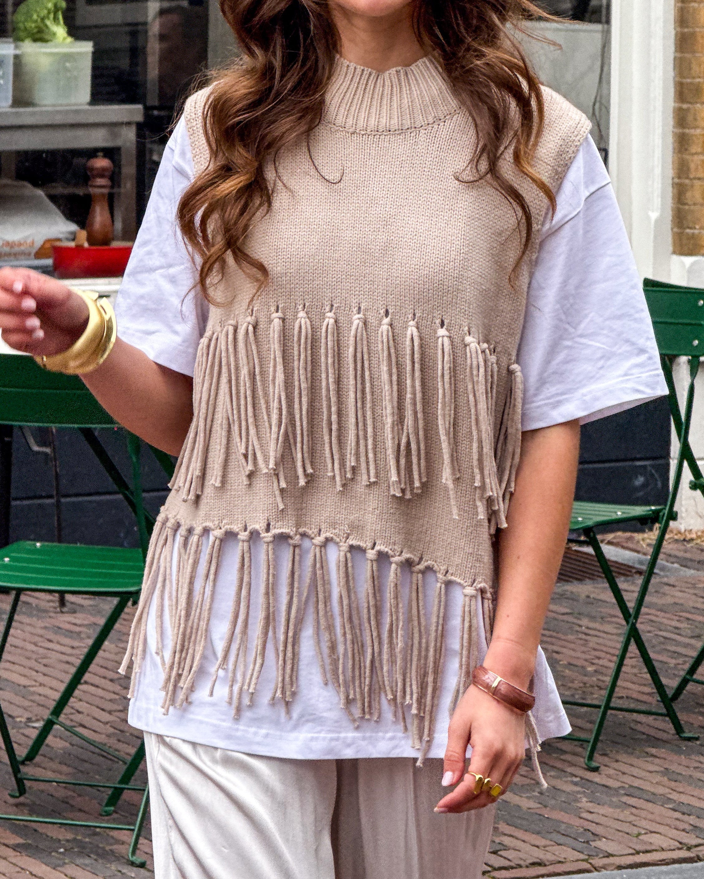 Harvest Fringe Spencer Beige