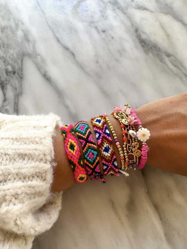 Ibiza Braided Bracelet Pink SET