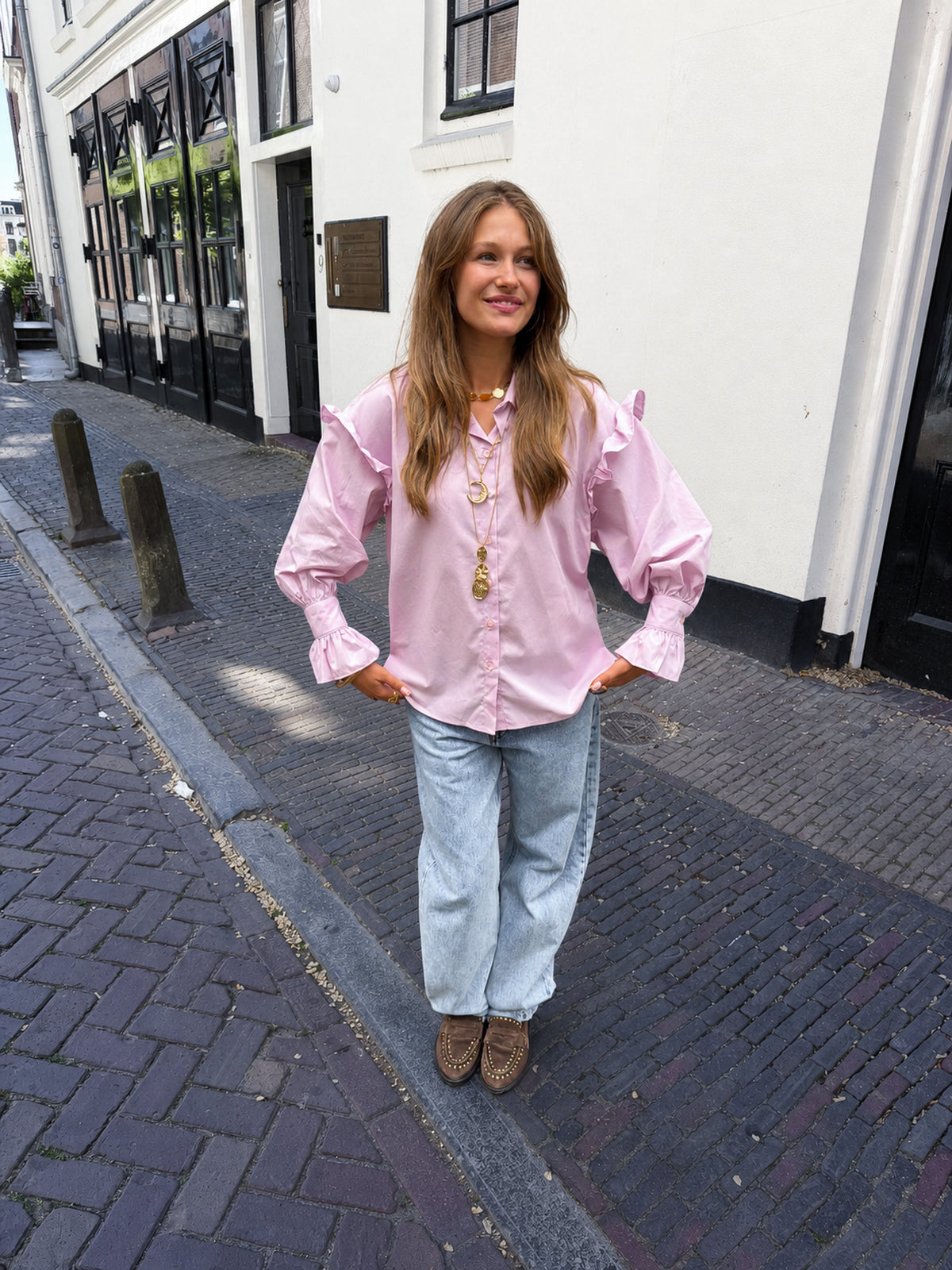 Joy Volant Blouse Roze