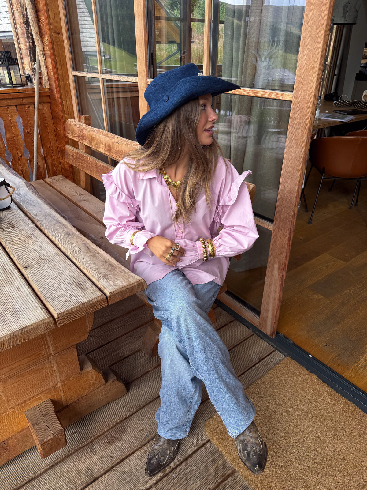 Joy Volant Blouse Roze
