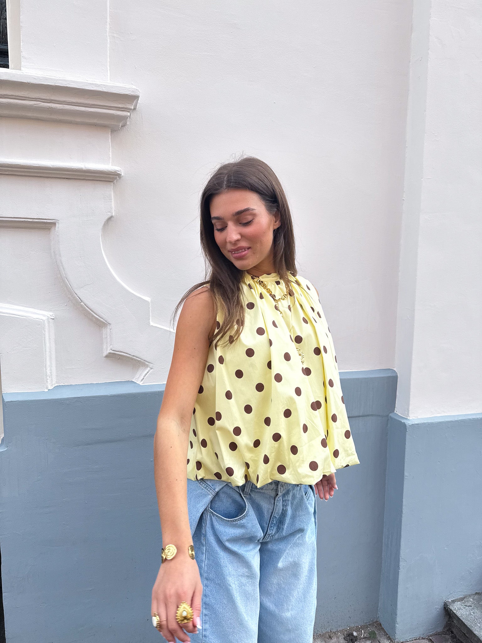 Kimmy Stippen Top Geel