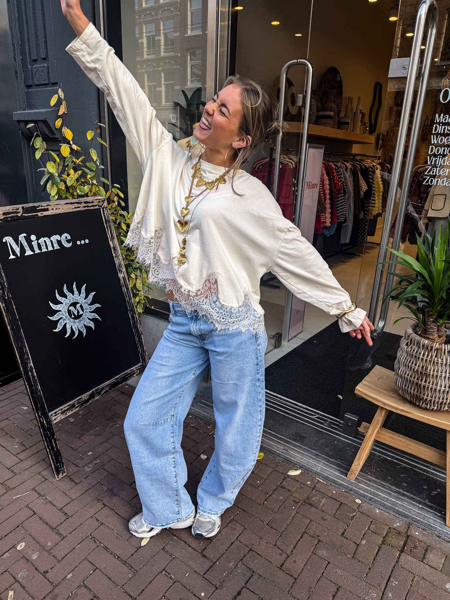 Lenti Lace Longsleeve Wit