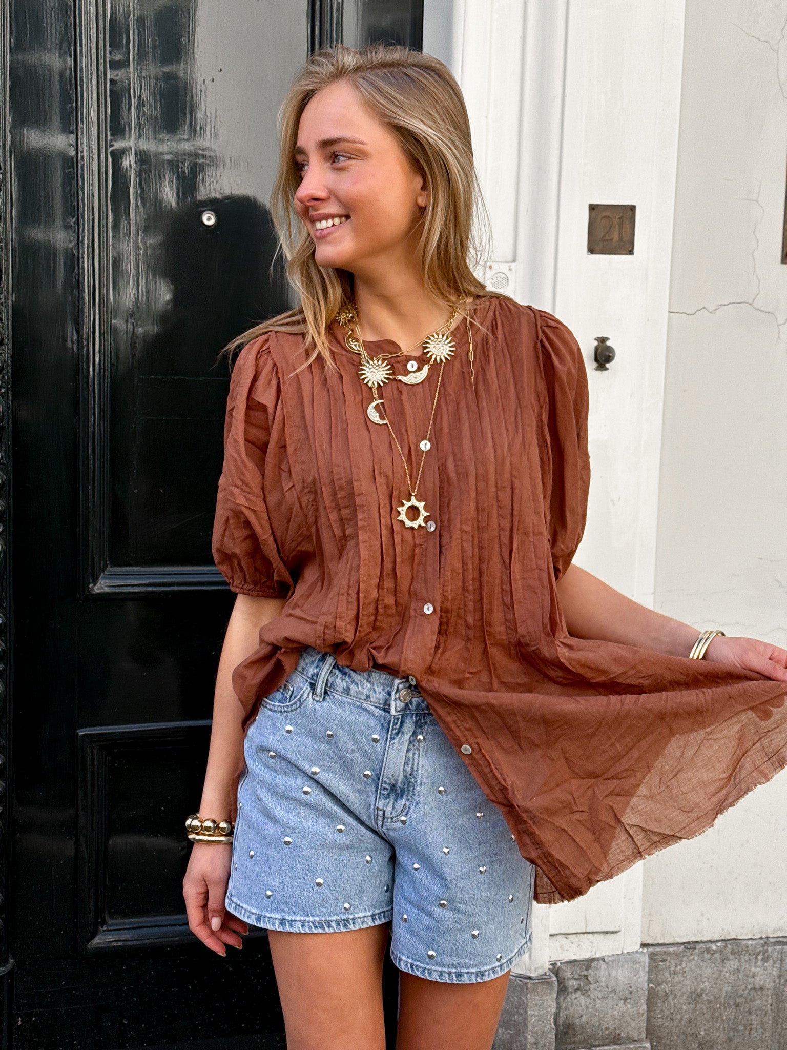 Leo Denim Shorts Studs