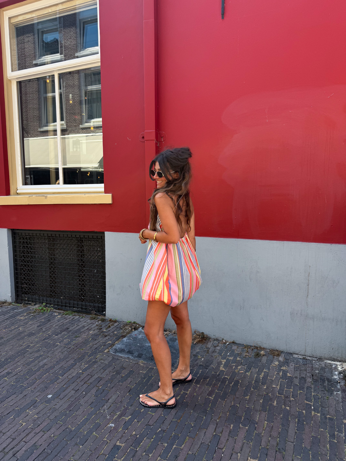 Levy Denim Jurk | Pink Striped